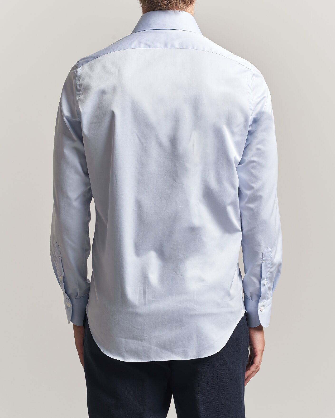 Mies | Kauluspaidat | Finamore Napoli | Milano Slim Traveller Cotton Shirt Light Blue
