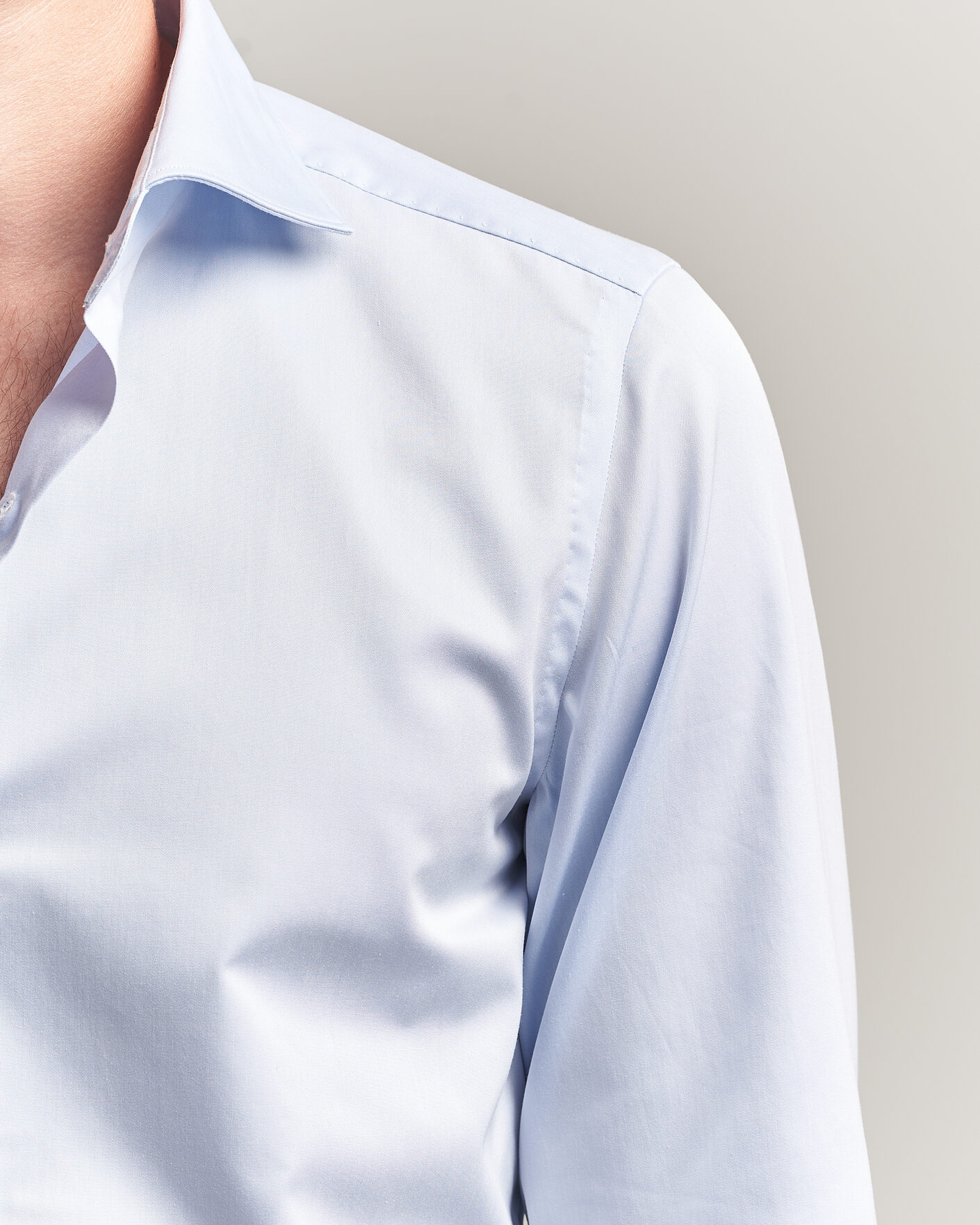 Mies | Kauluspaidat | Finamore Napoli | Milano Slim Traveller Cotton Shirt Light Blue