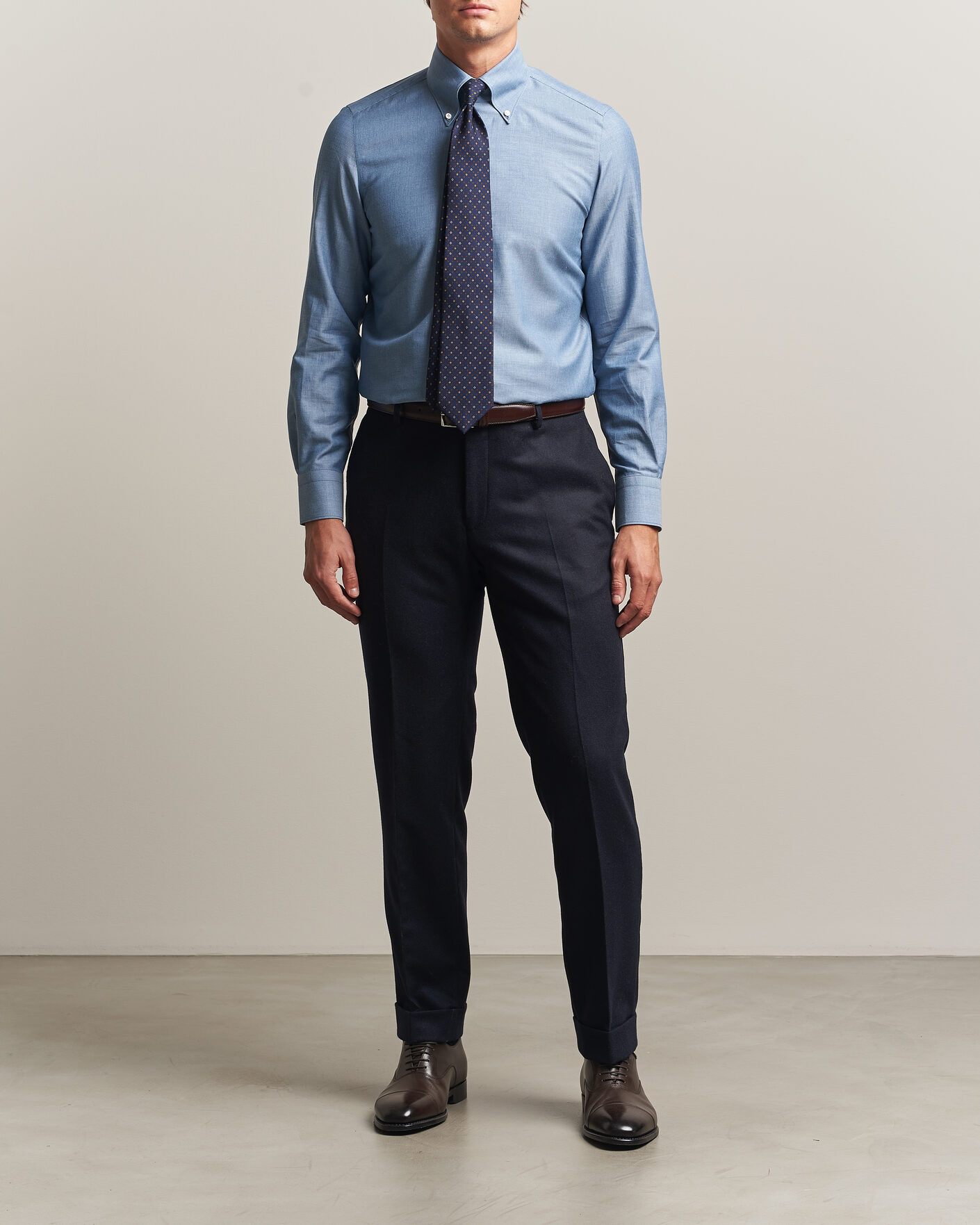 Mies | Kauluspaidat | Finamore Napoli | Milano Slim Cashmere BD Shirt Light Blue