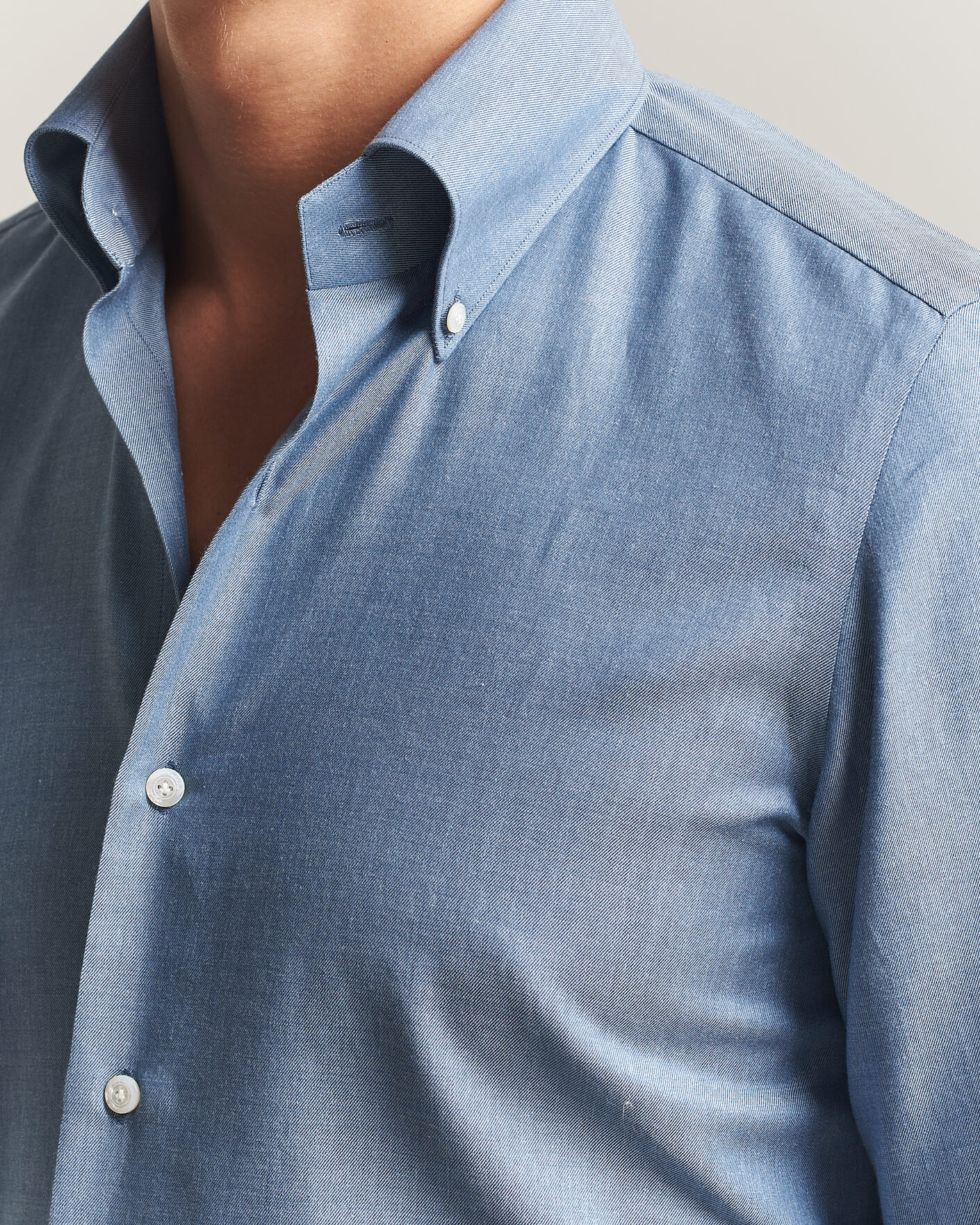 Mies | Kauluspaidat | Finamore Napoli | Milano Slim Cashmere BD Shirt Light Blue