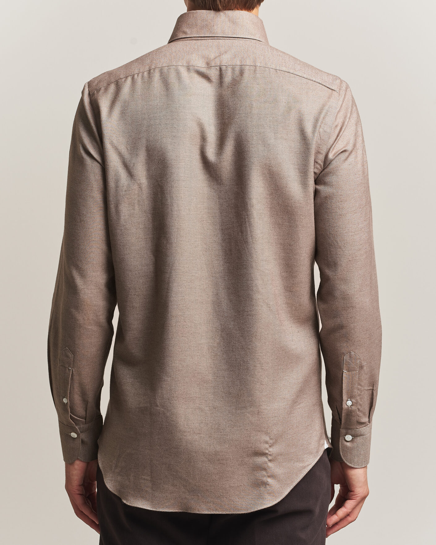 Mies | Kauluspaidat | Finamore Napoli | Milano Slim Cashmere BD Shirt Brown