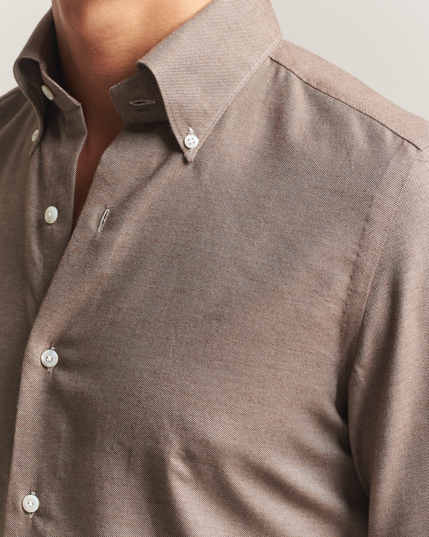 Mies | Kauluspaidat | Finamore Napoli | Milano Slim Cashmere BD Shirt Brown