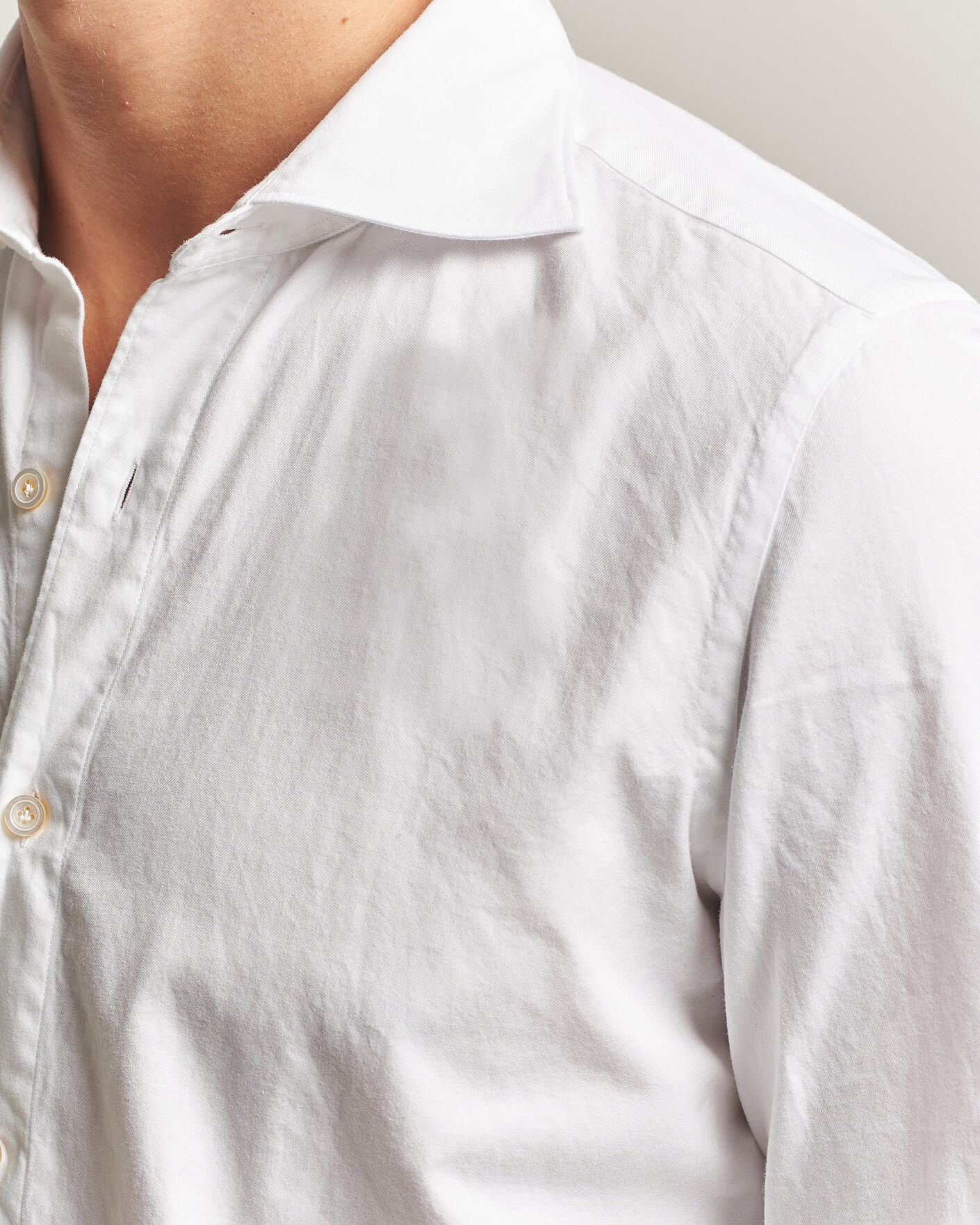 Mies | Kauluspaidat | Finamore Napoli | Gaeta Flannel Sport Shirt White