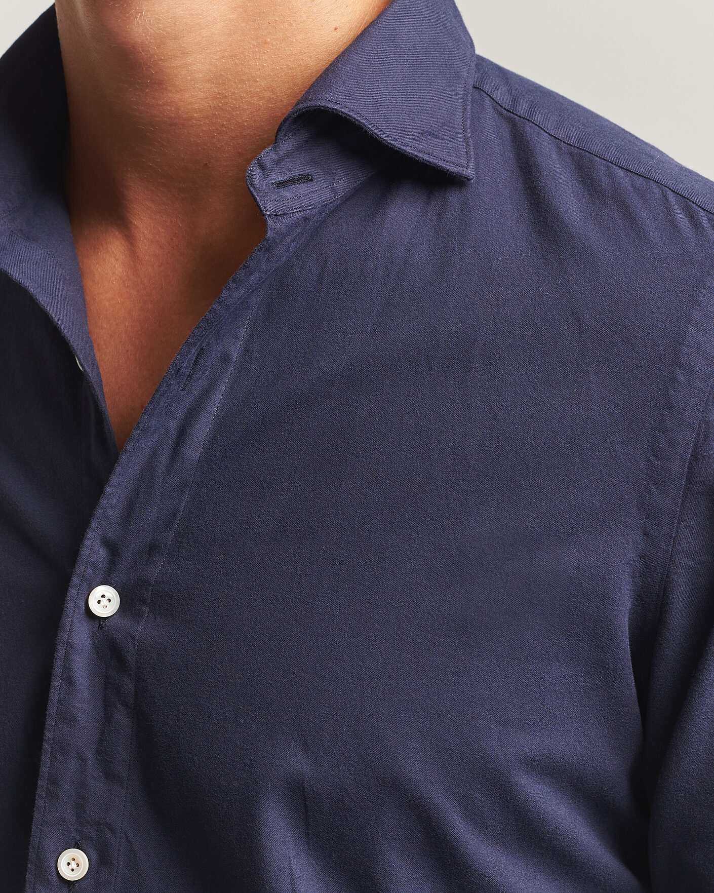 Mies | Kauluspaidat | Finamore Napoli | Gaeta Flannel Sport Shirt Navy