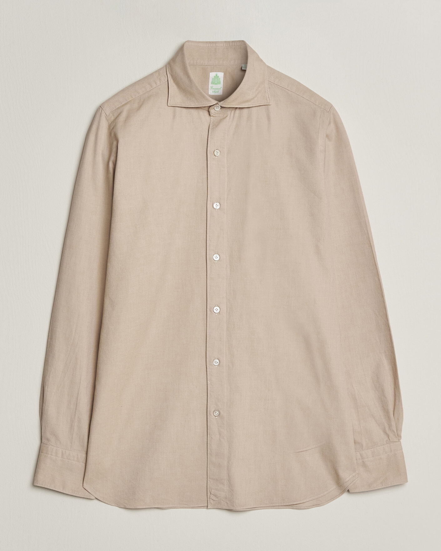 Mies | Kauluspaidat | Finamore Napoli | Gaeta Flannel Sport Shirt Beige