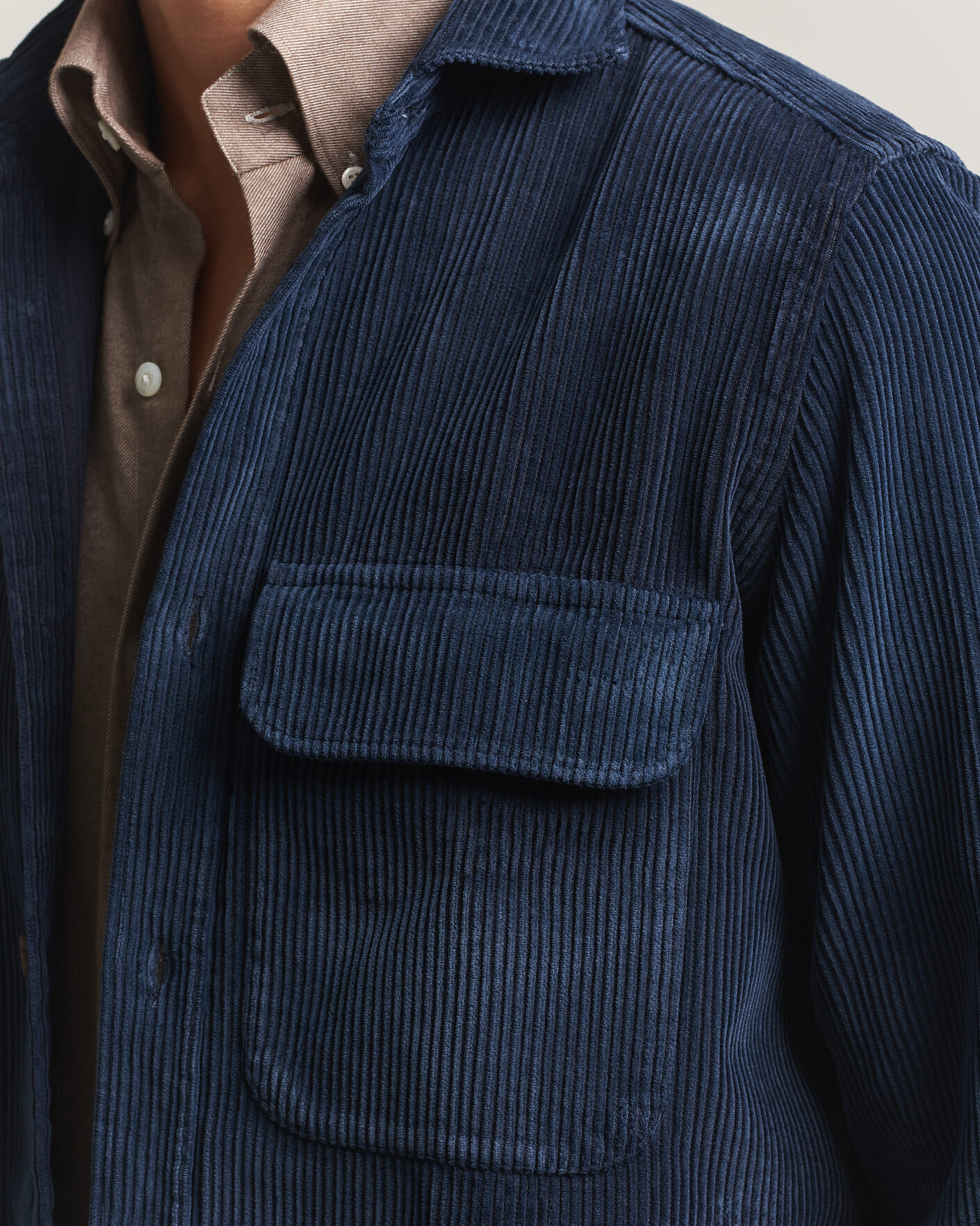 Mies | Kauluspaidat | Finamore Napoli | Garment Dyed Corduroy Overshirt Navy