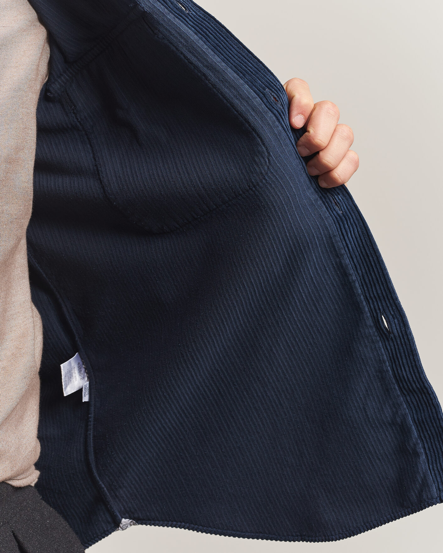 Mies | Kauluspaidat | Finamore Napoli | Garment Dyed Corduroy Overshirt Navy