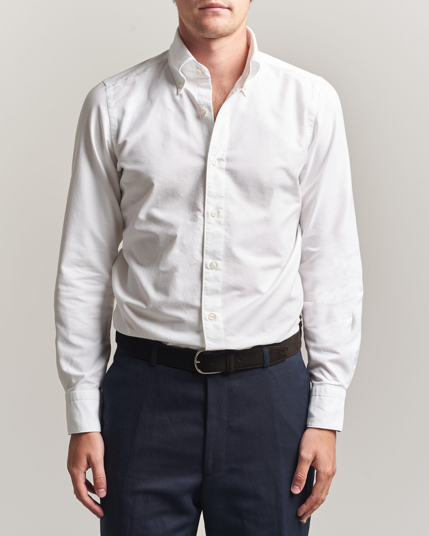 Mies | Kauluspaidat | Finamore Napoli | Gaeta Oxford Button Down Shirt White