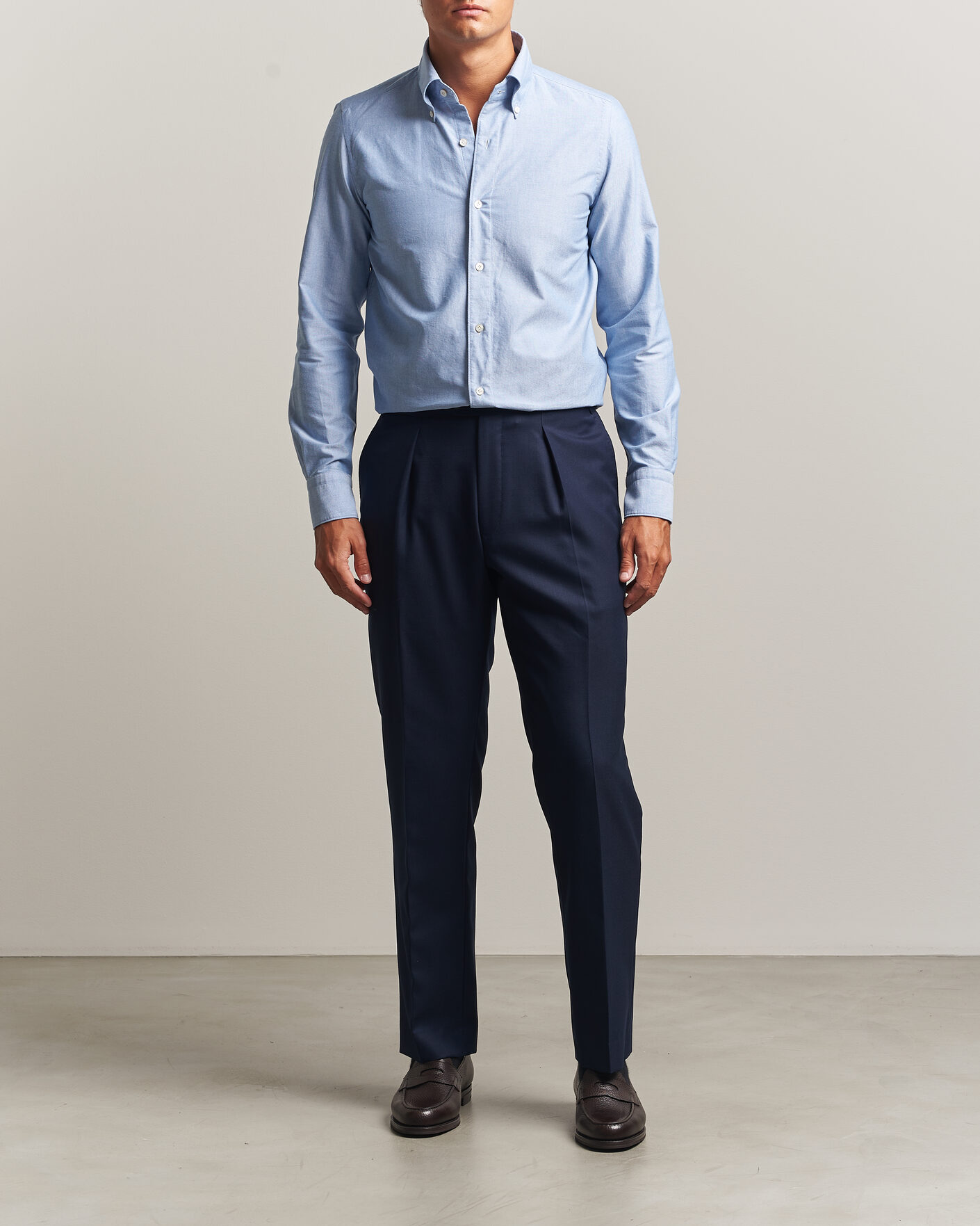 Mies | Kauluspaidat | Finamore Napoli | Gaeta Oxford Button Down Shirt Light Blue