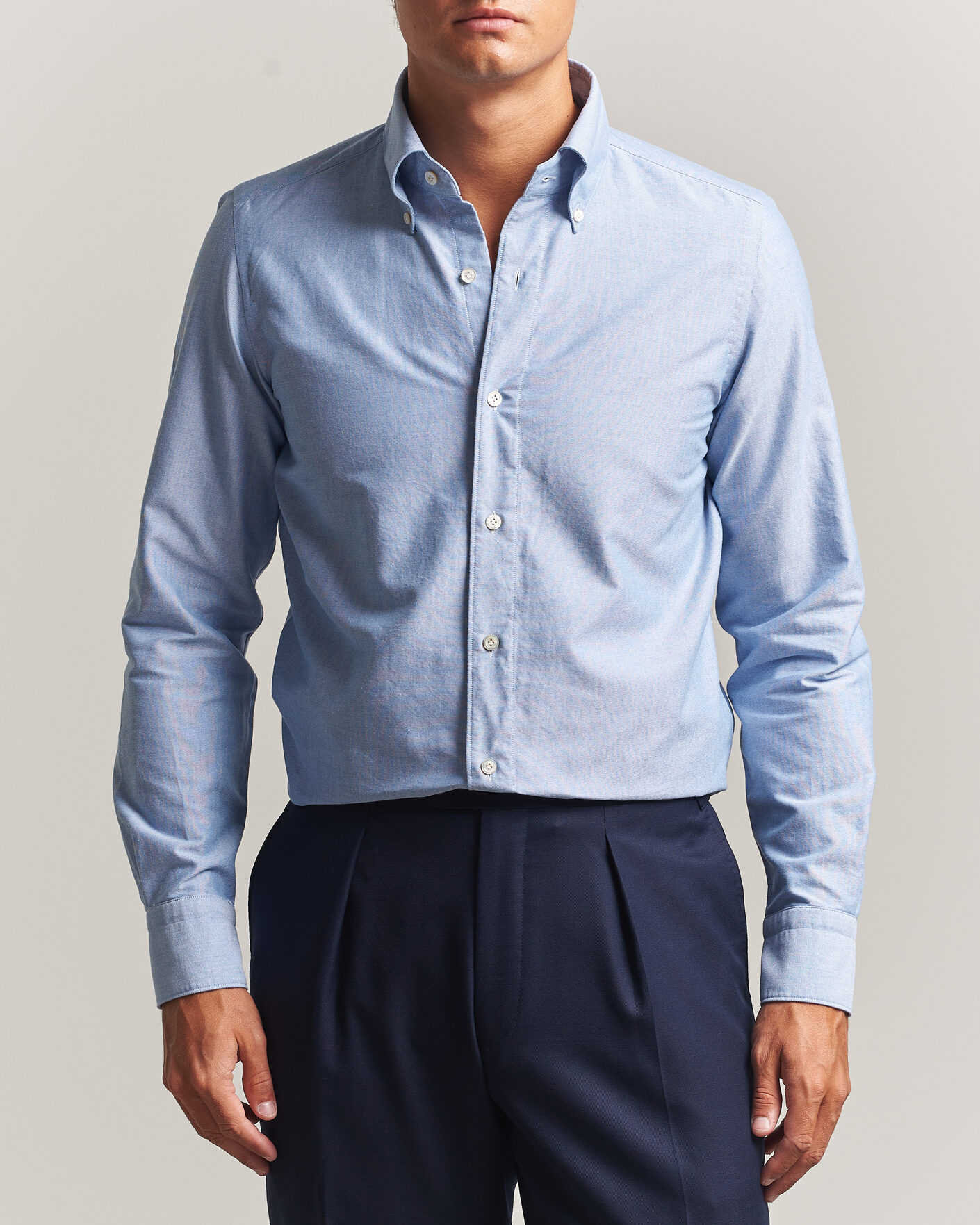 Mies | Kauluspaidat | Finamore Napoli | Gaeta Oxford Button Down Shirt Light Blue