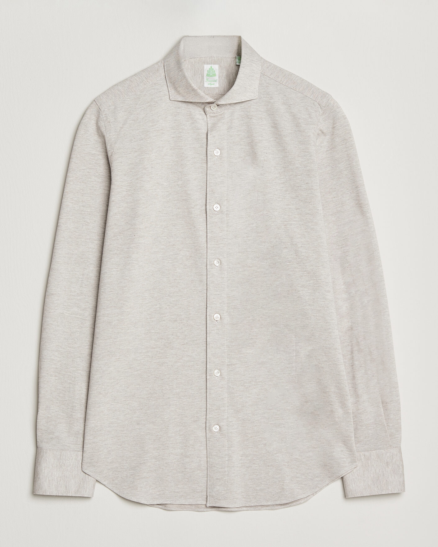 Mies | Kauluspaidat | Finamore Napoli | Cotton/Cashmere Jersey Shirt Beige