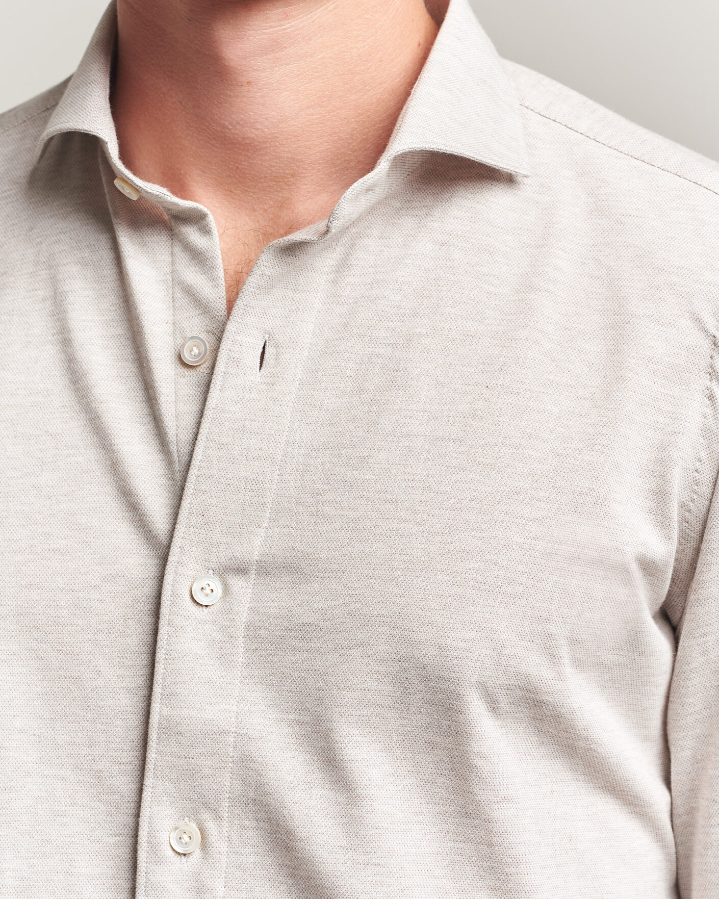 Mies | Kauluspaidat | Finamore Napoli | Cotton/Cashmere Jersey Shirt Beige
