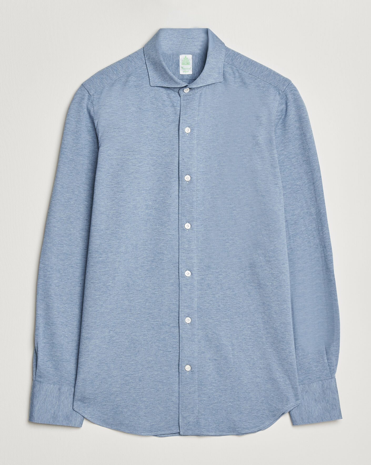 Mies | Kauluspaidat | Finamore Napoli | Cotton/Cashmere Jersey Shirt Light Blue