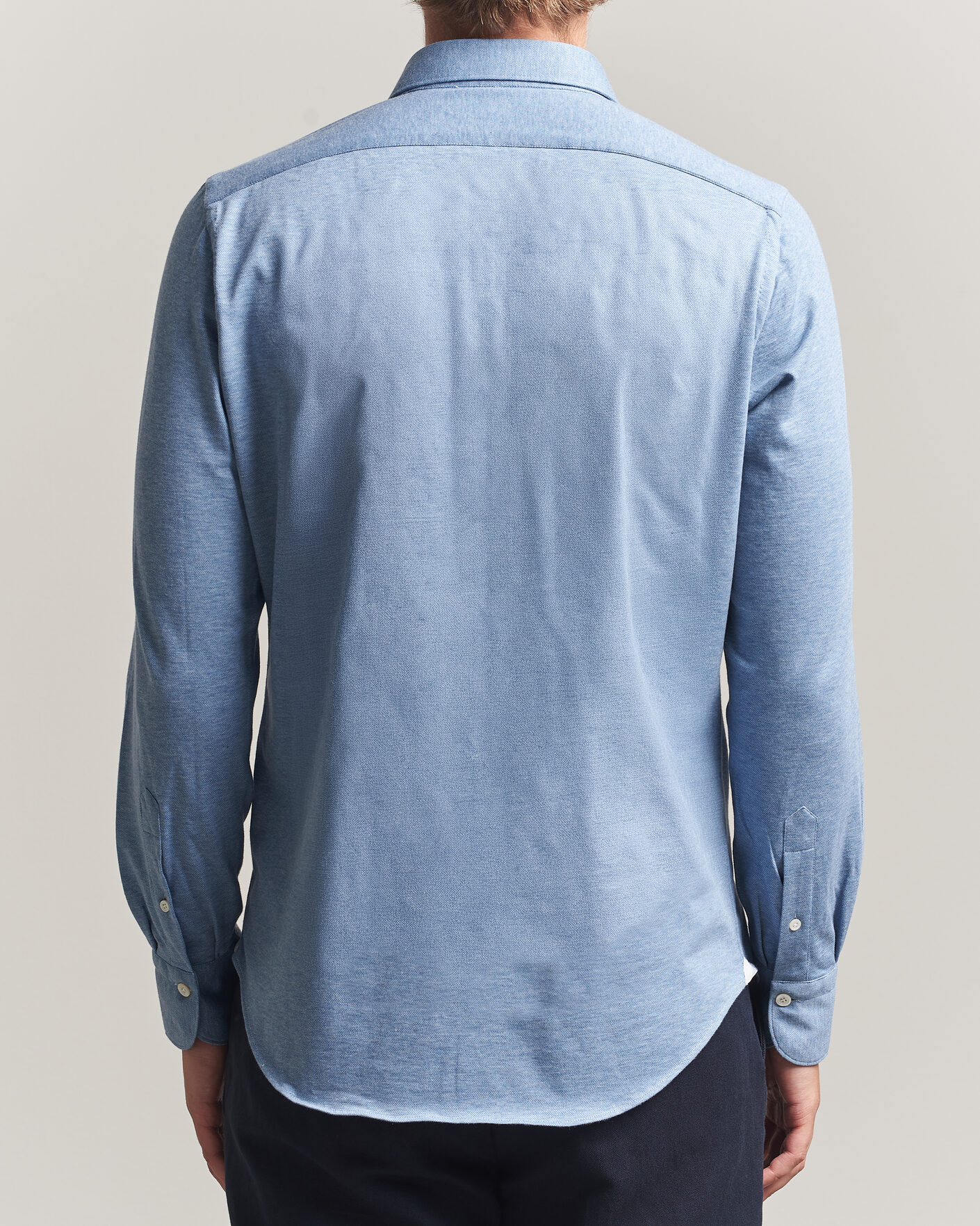 Mies | Kauluspaidat | Finamore Napoli | Cotton/Cashmere Jersey Shirt Light Blue