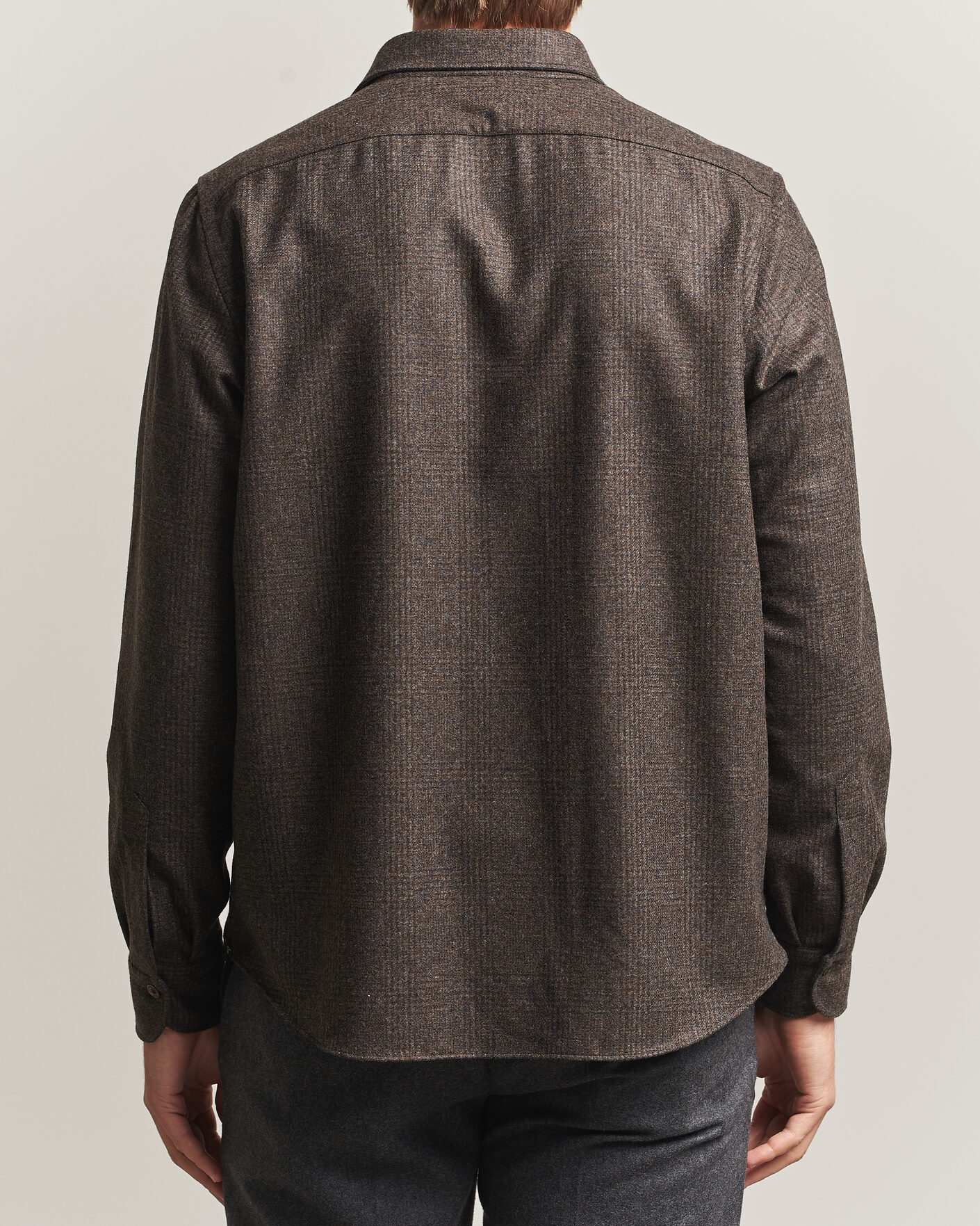Mies | Kauluspaidat | Finamore Napoli | Wool Houndstooth Overshirt Dark Brown