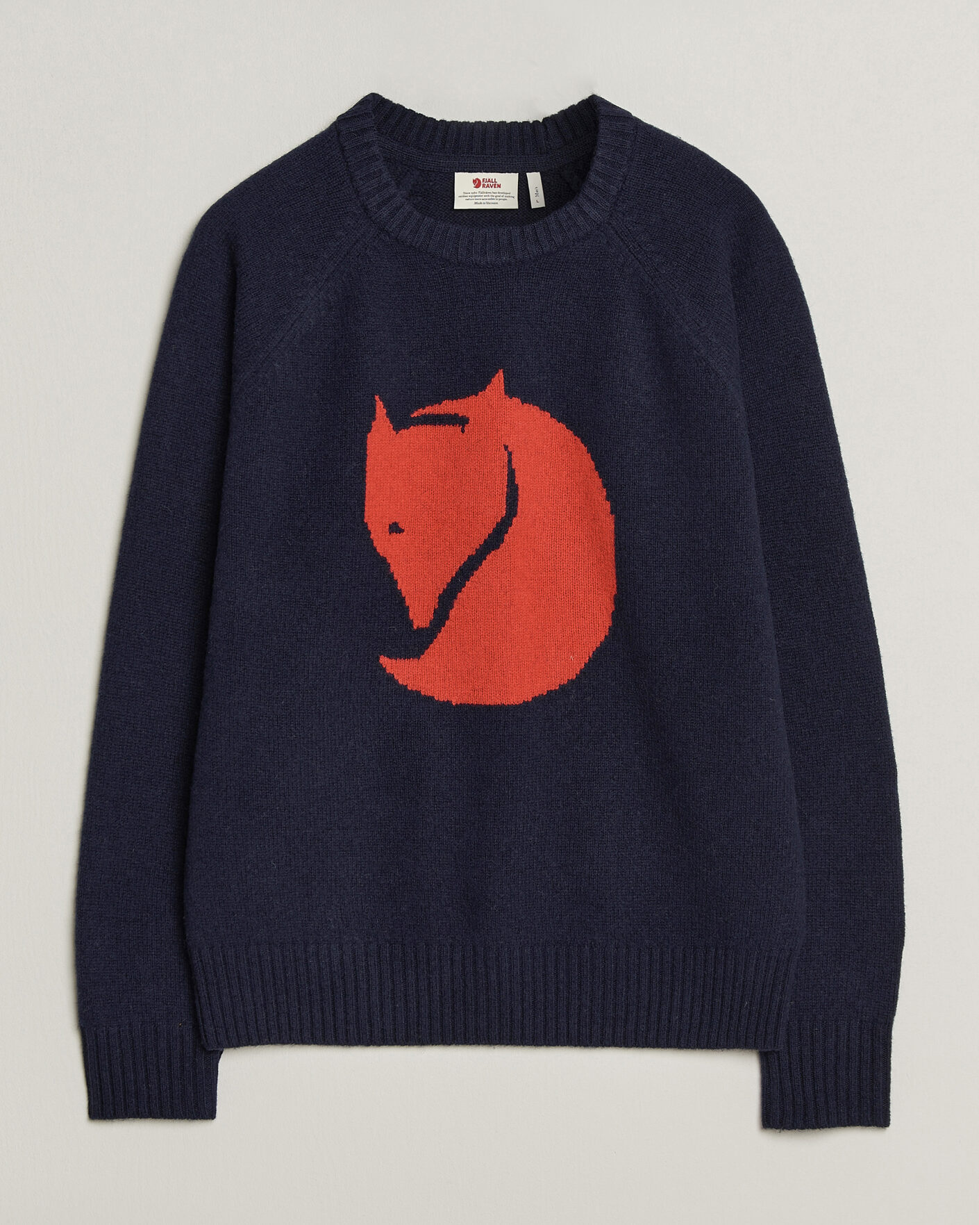 Mies | Puserot | Fjällräven | Logo Knit Wool Sweater Dark Navy