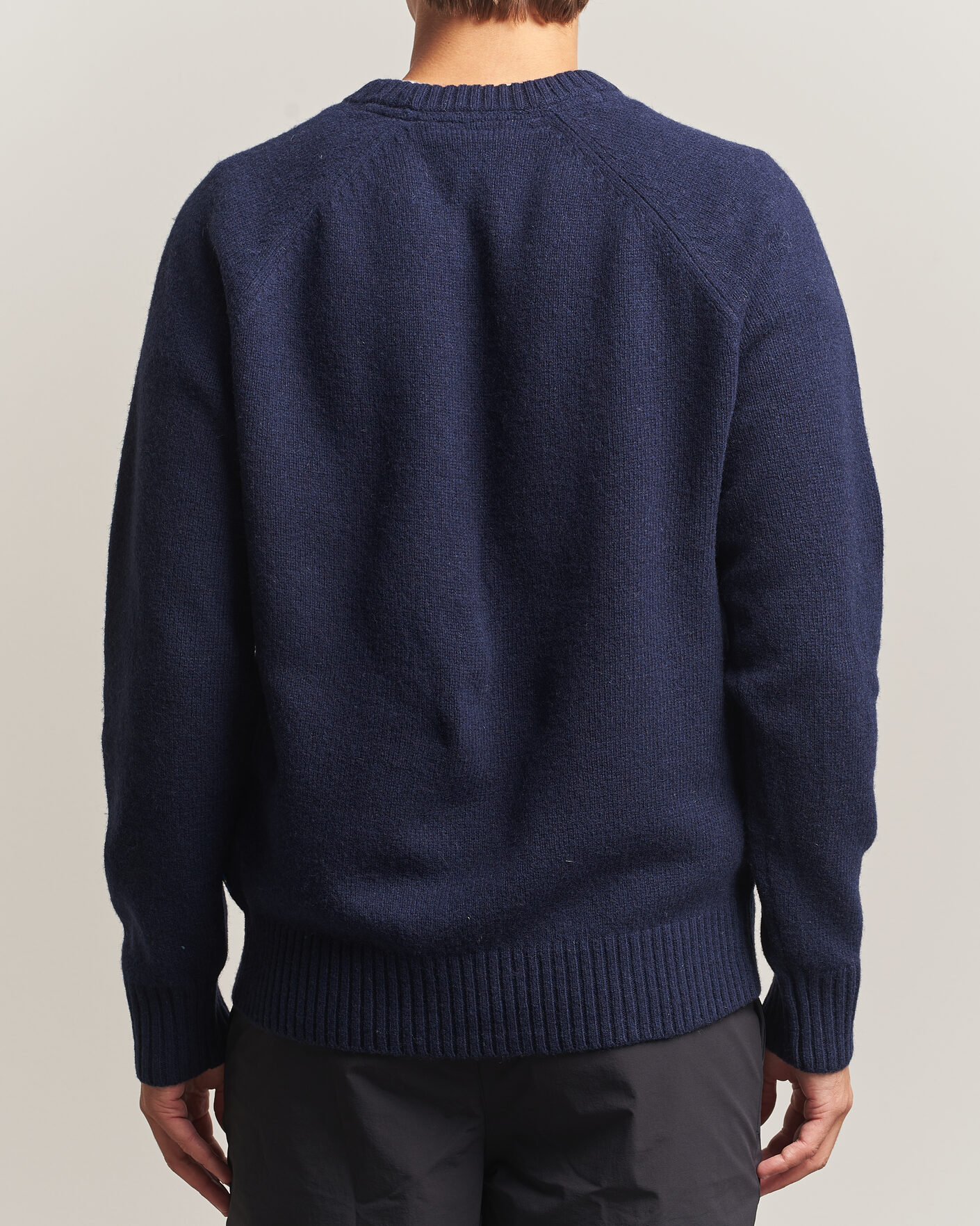 Mies | Puserot | Fjällräven | Logo Knit Wool Sweater Dark Navy