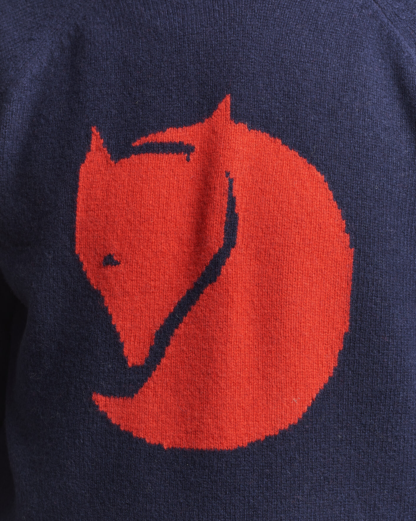 Mies | Puserot | Fjällräven | Logo Knit Wool Sweater Dark Navy