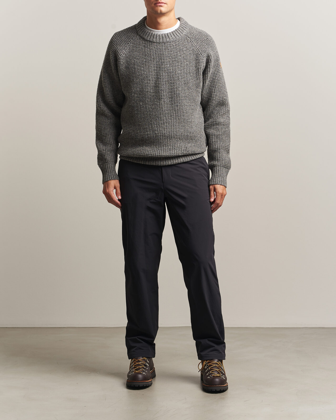Mies | Puserot | Fjällräven | Övik Wool Waffle Knit Grey Melange