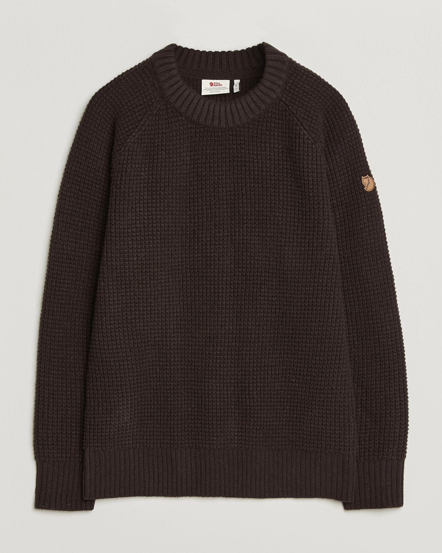 Mies | Puserot | Fjällräven | Övik Wool Waffle Knit Black Oak