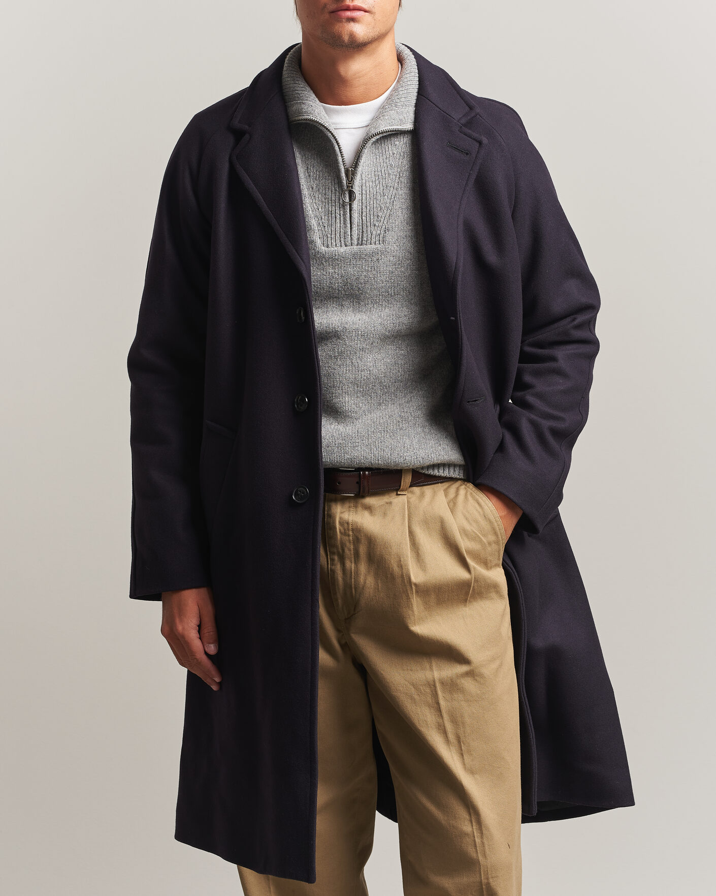 Mies | Takit | Gloverall | Chesterfield Wool/Cashmere Refined Coat Navy
