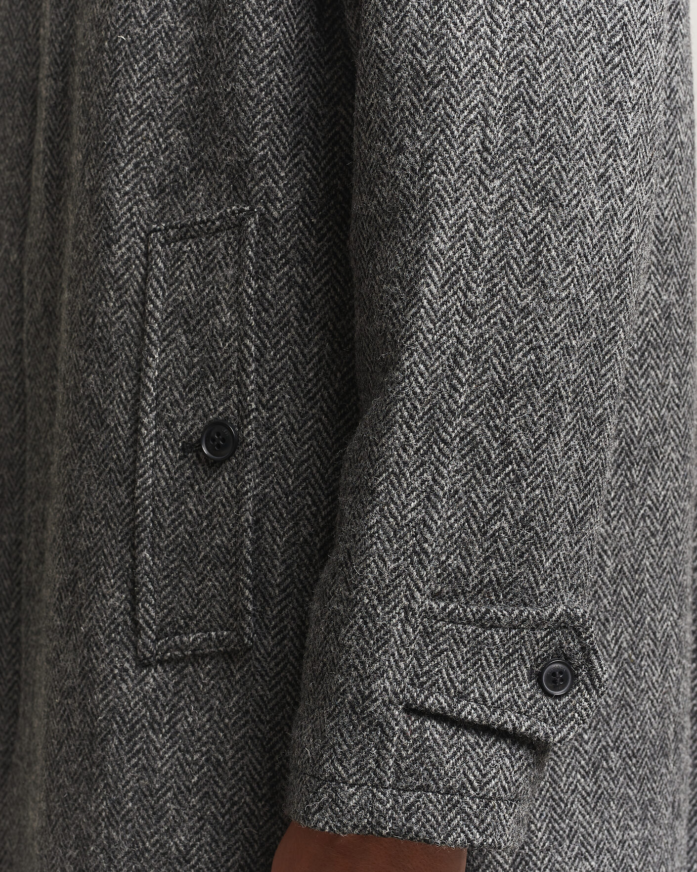 Mies | Takit | Gloverall | Hynes Harris Tweed Coat Charcoal Herringbone
