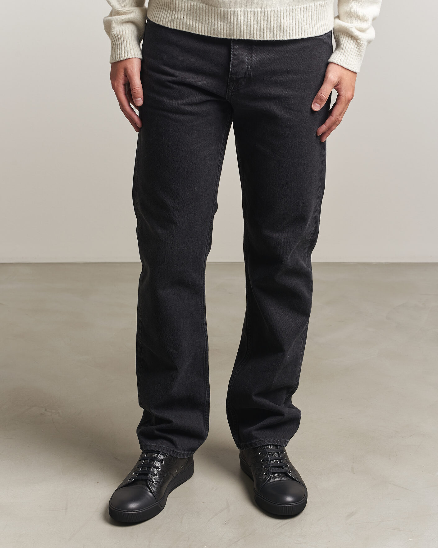 Mies | Tennarit | Lanvin | DBB1 Grain Leather Cap Toe Sneaker Black