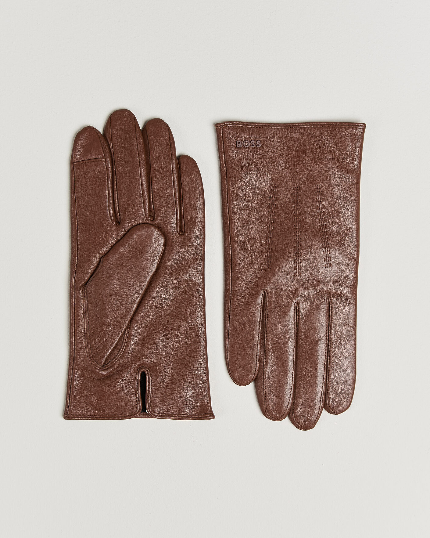 Mies | Käsineet | BOSS BLACK | Hainz Leather Glove Medium Brown