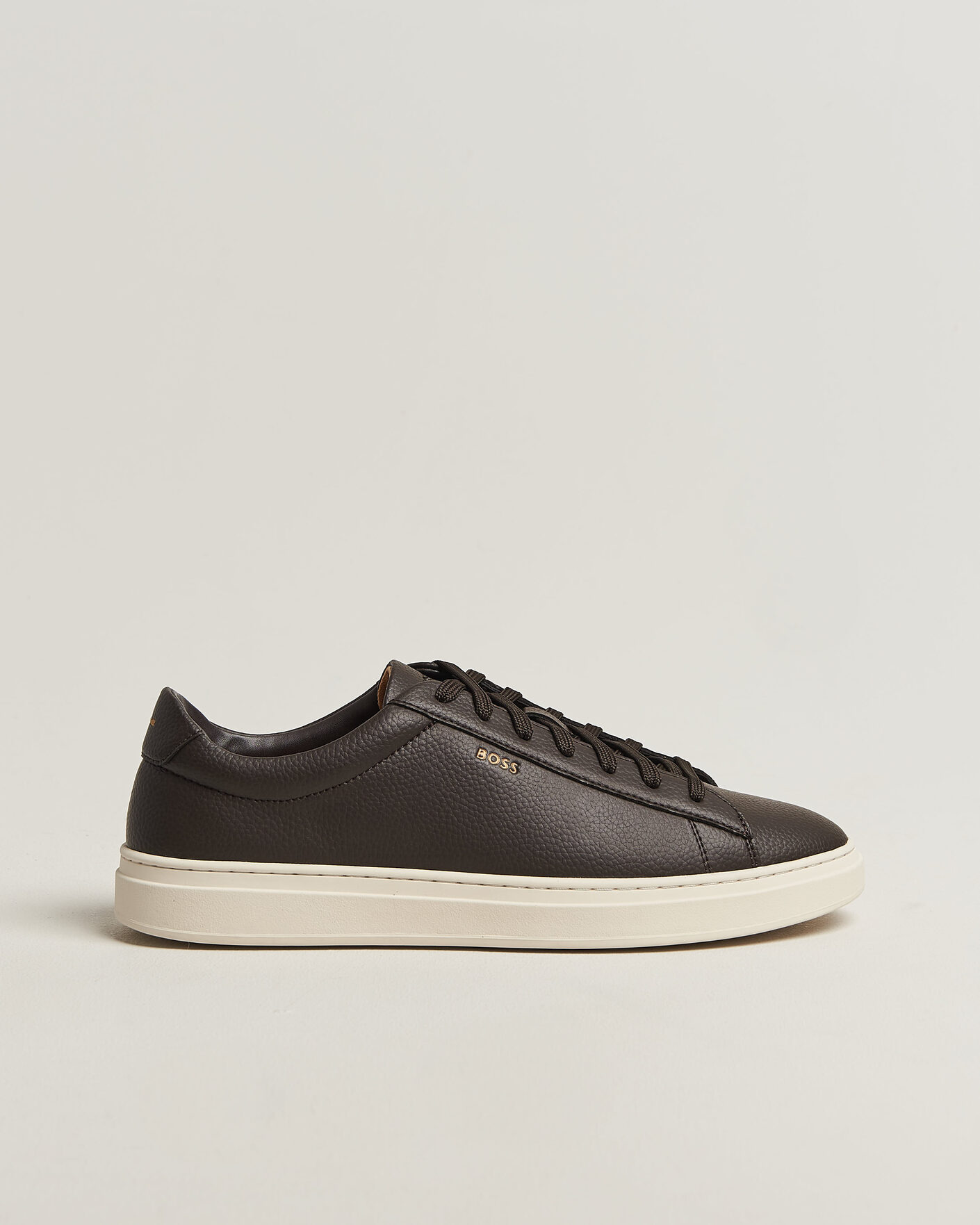 Mies | Tennarit | BOSS BLACK | Kieran Grained Leather Sneaker Dark Brown