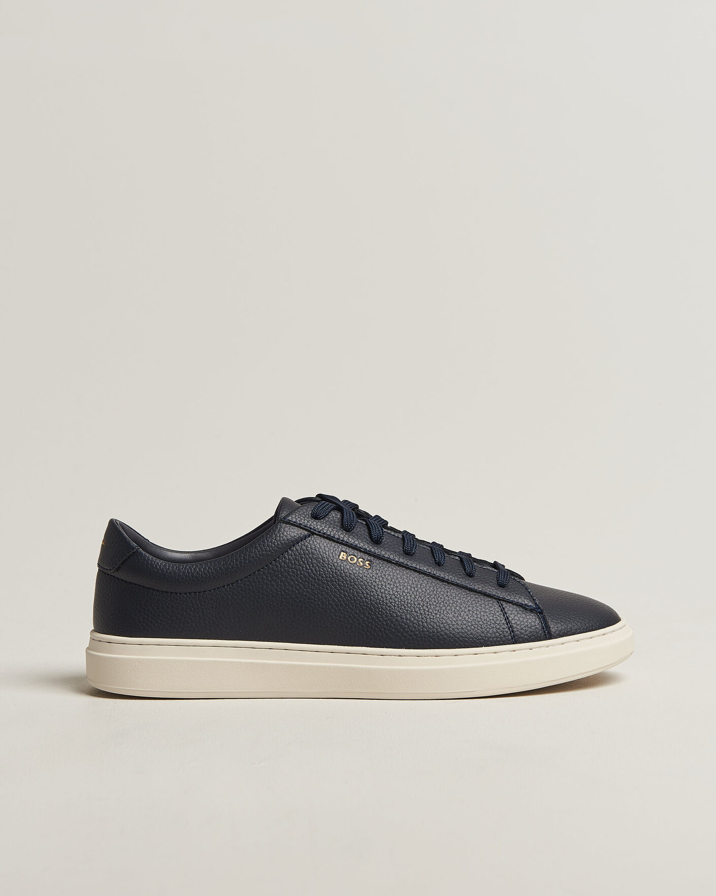 Mies | Tennarit | BOSS BLACK | Kieran Grained Leather Sneaker Dark Blue