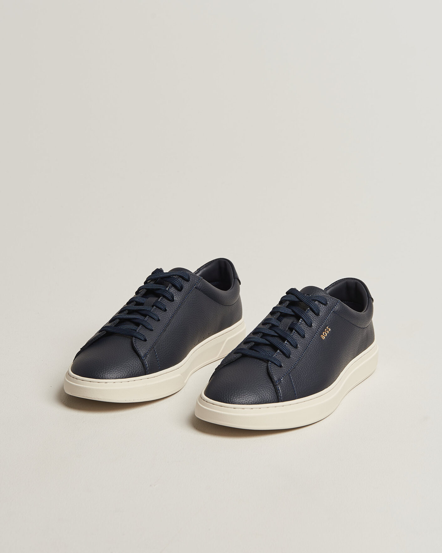 Mies | Tennarit | BOSS BLACK | Kieran Grained Leather Sneaker Dark Blue
