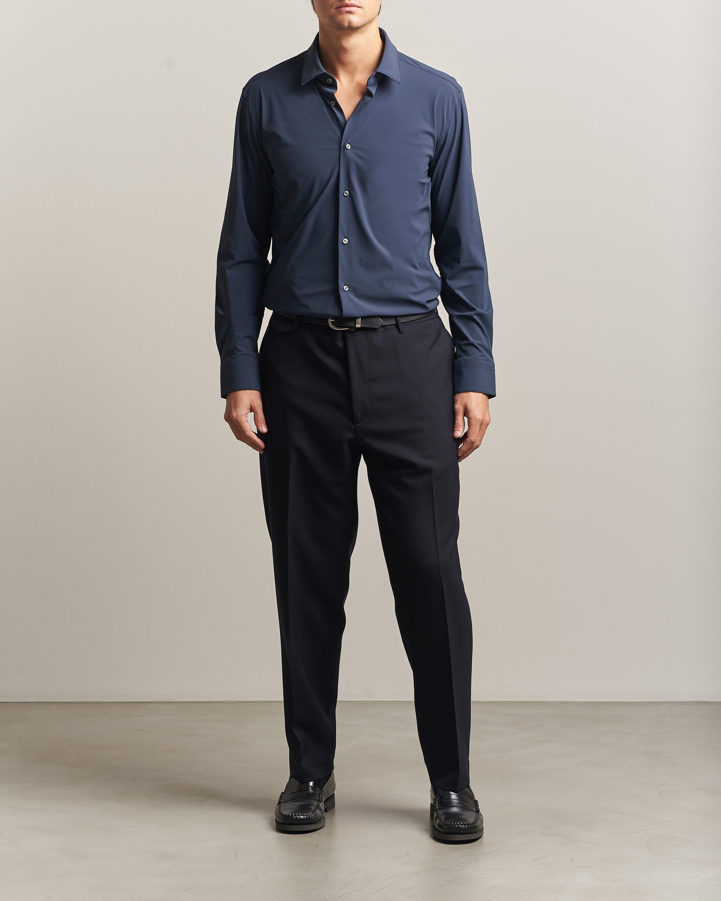 Mies | Kauluspaidat | BOSS BLACK | Hank 4-Way Stretch Shirt Dark Blue