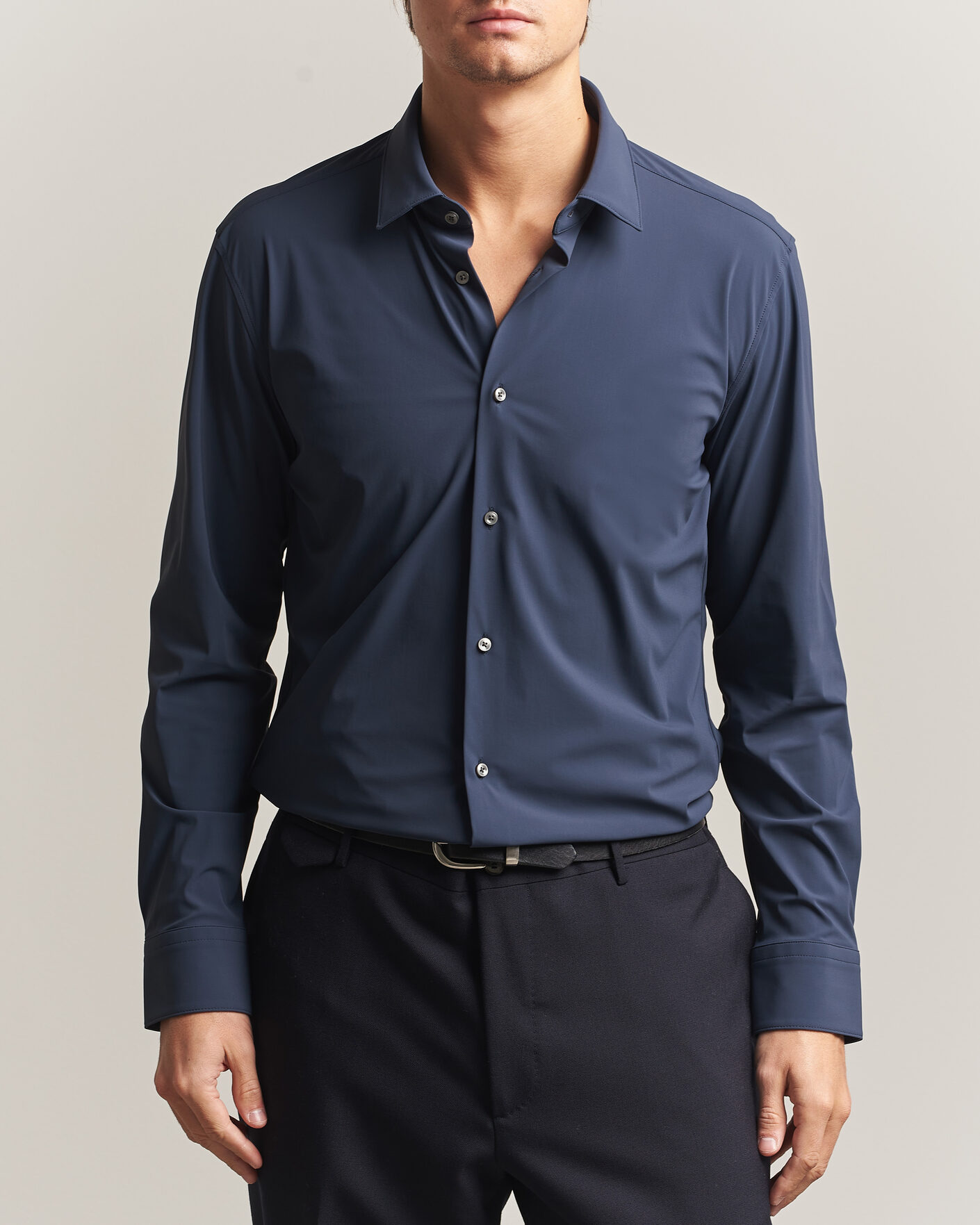 Mies | Kauluspaidat | BOSS BLACK | Hank 4-Way Stretch Shirt Dark Blue