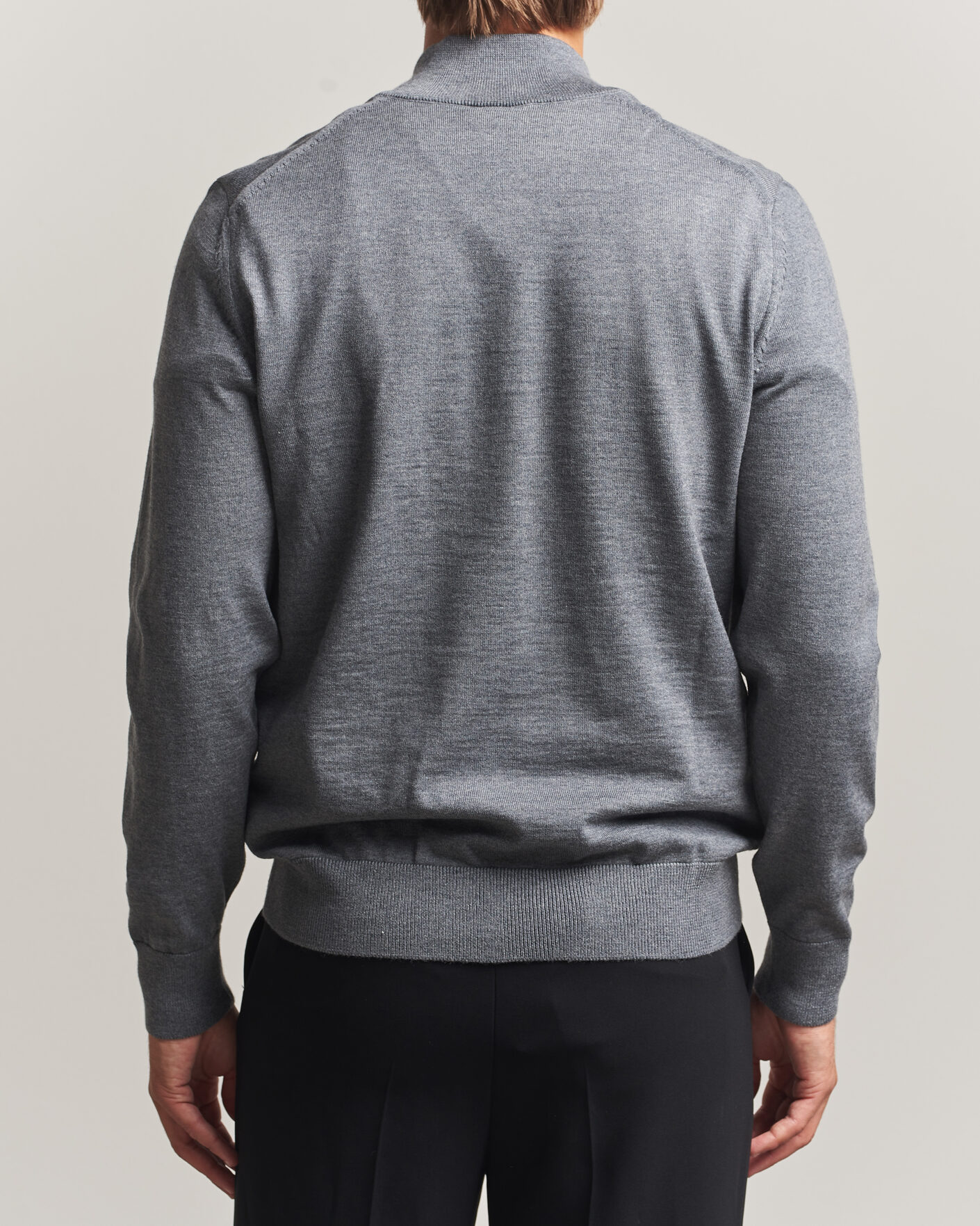 Mies | Puserot | BOSS BLACK | Ebenji Merino Knitted Half Zip Medium Grey
