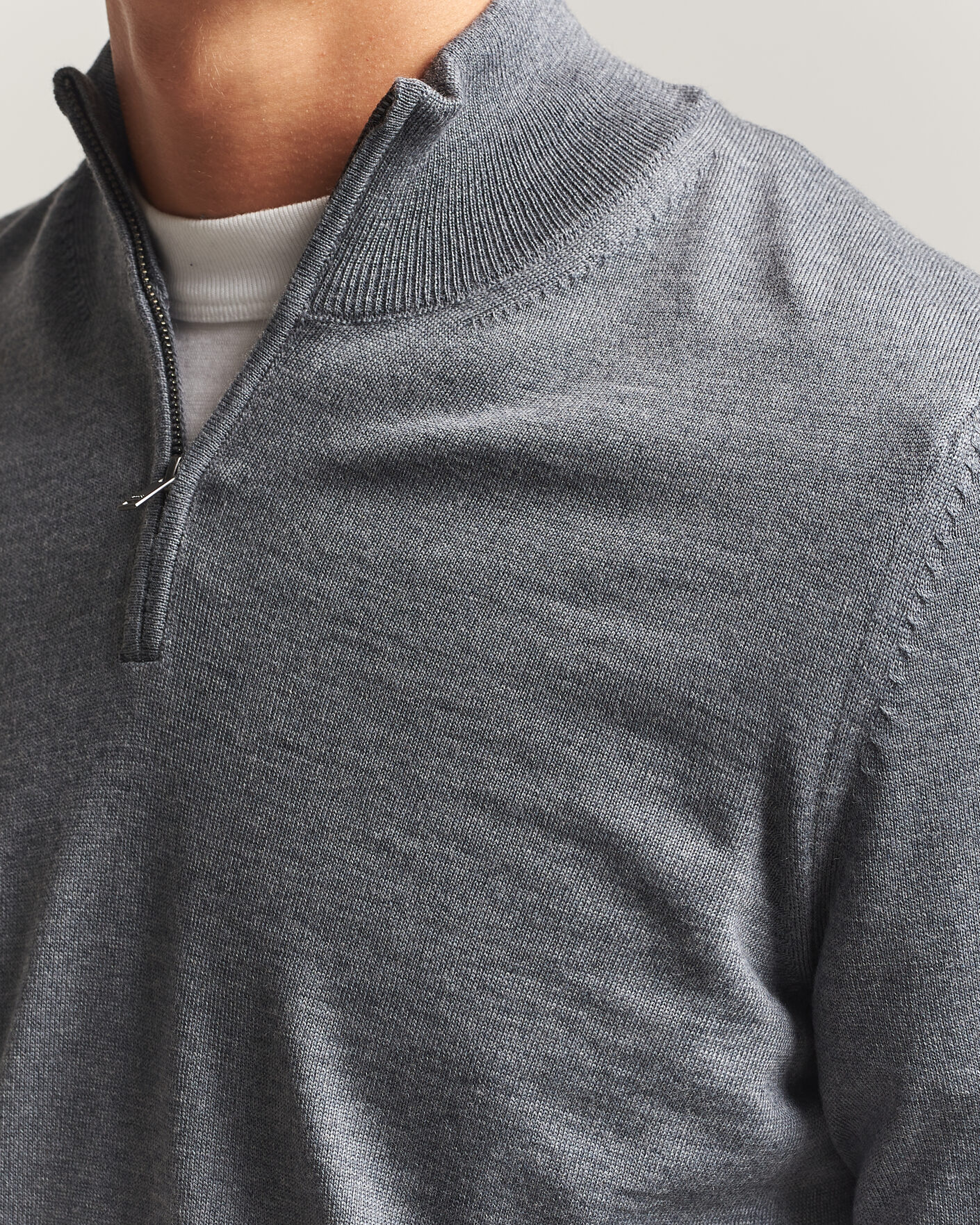 Mies | Puserot | BOSS BLACK | Ebenji Merino Knitted Half Zip Medium Grey