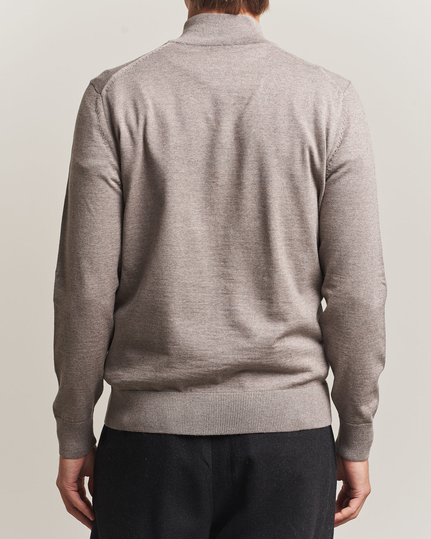 Mies | Puserot | BOSS BLACK | Ebenji Merino Knitted Half Zip Open Brown