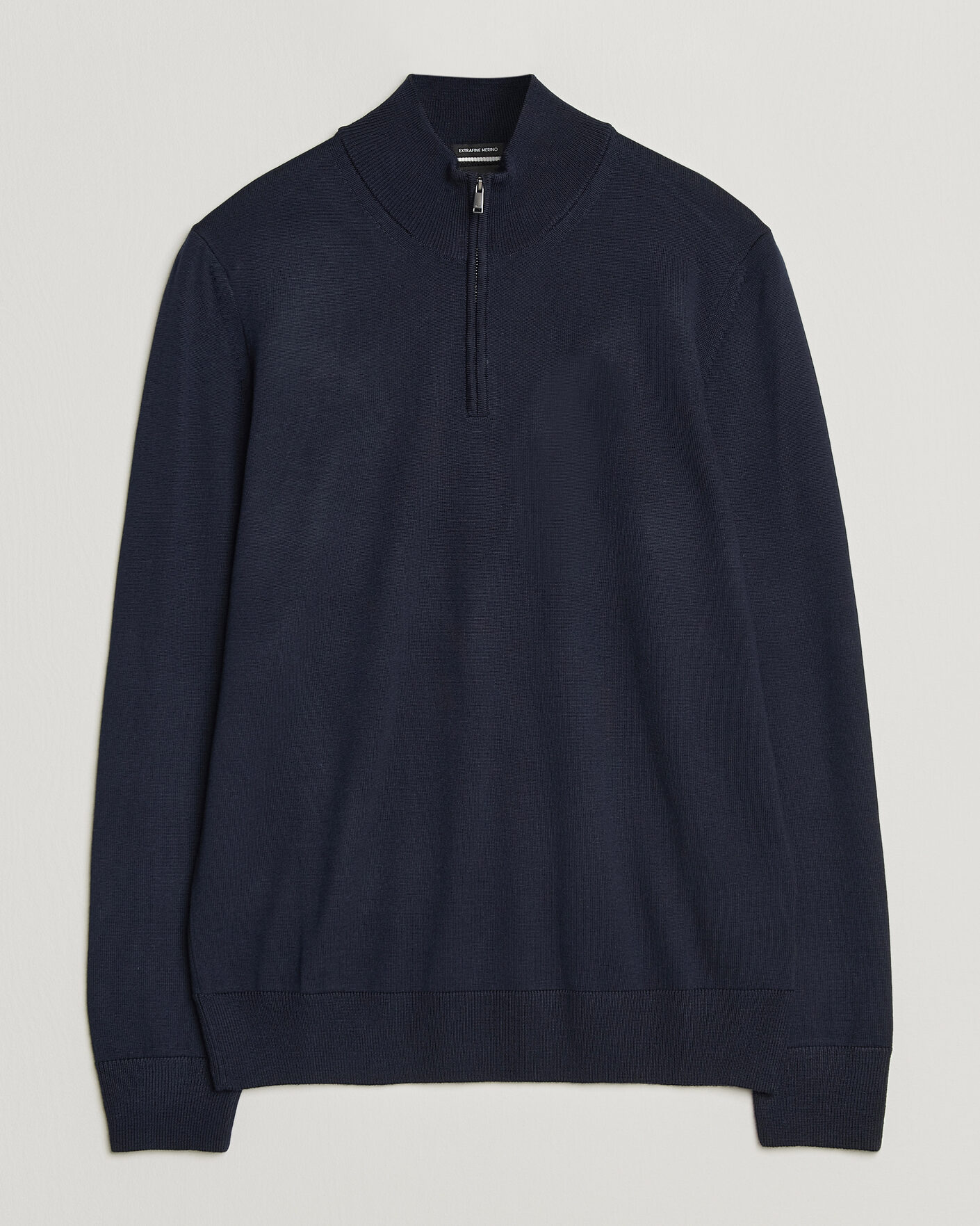 Mies | Puserot | BOSS BLACK | Ebenji Merino Knitted Half Zip Dark Blue