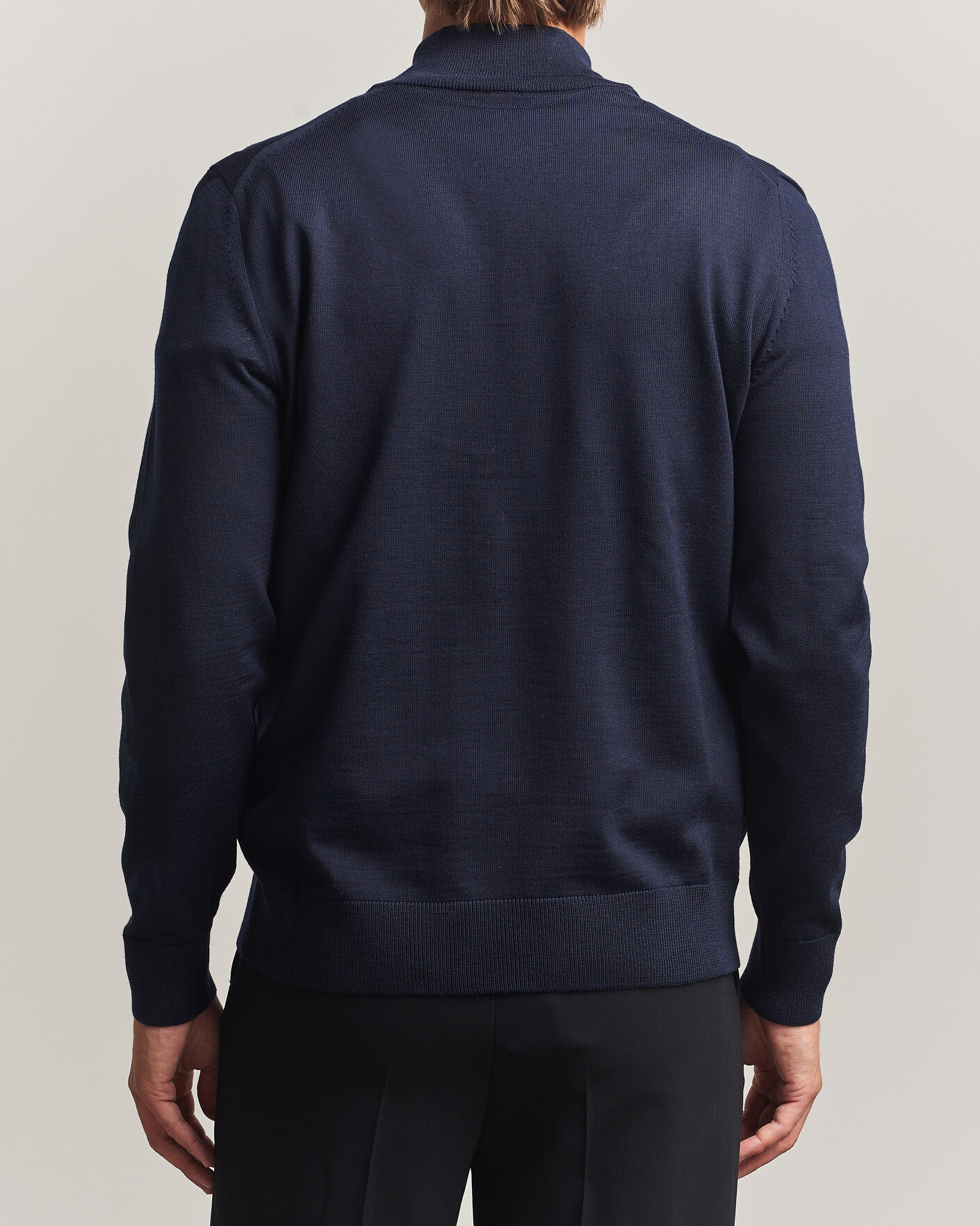Mies | Puserot | BOSS BLACK | Ebenji Merino Knitted Half Zip Dark Blue