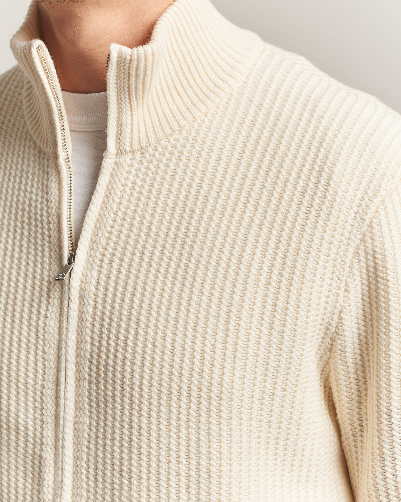 Mies | Puserot | BOSS BLACK | Fiocco Wool/Cashmere Full Zip Open White