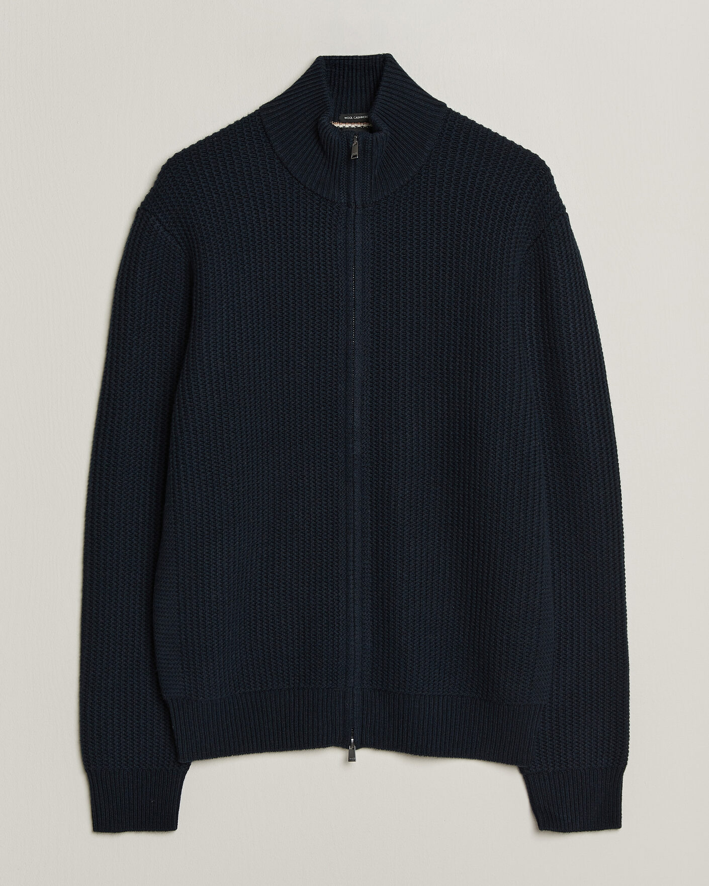 Mies | Puserot | BOSS BLACK | Fiocco Wool/Cashmere Full Zip Dark Blue