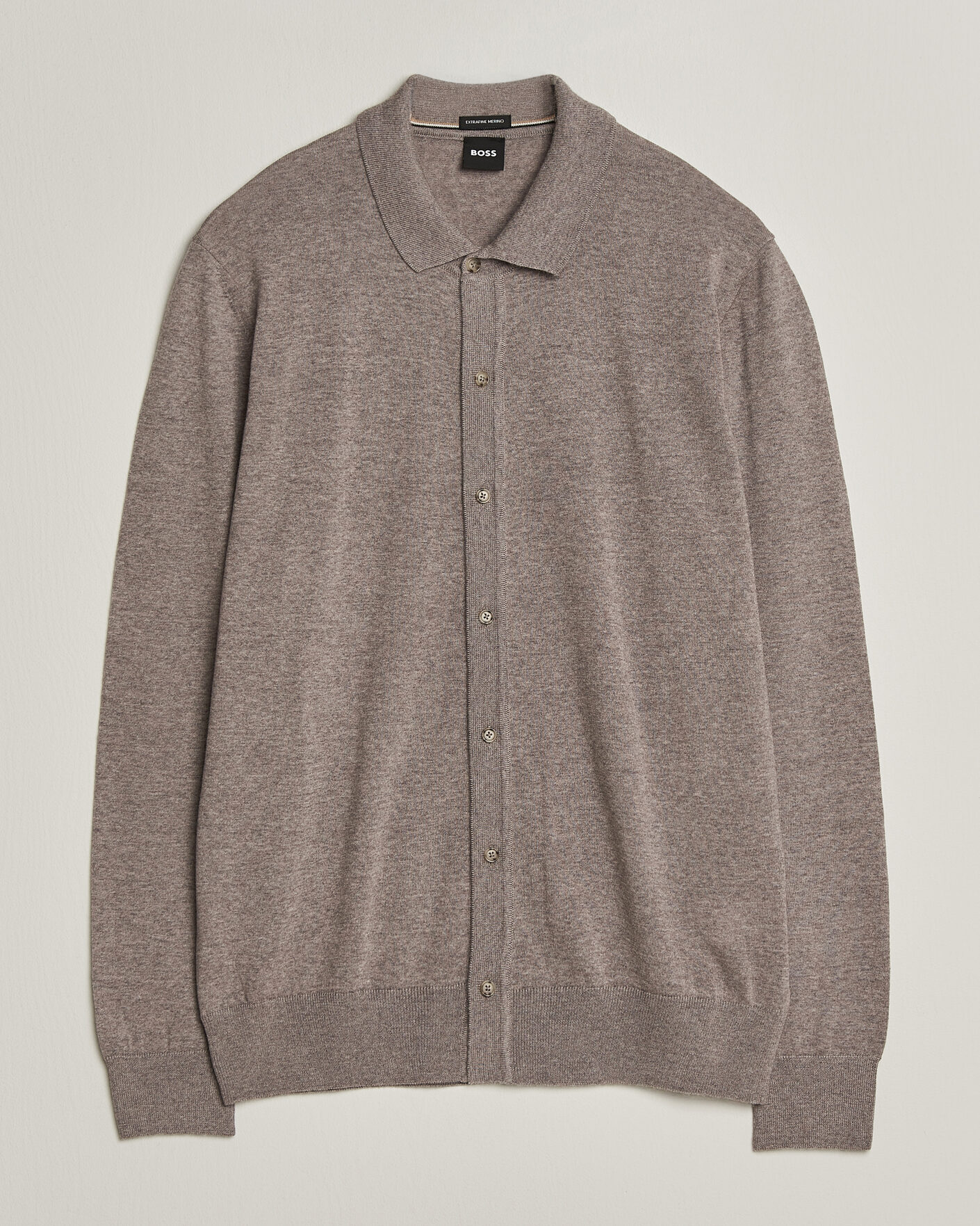 Mies | Puserot | BOSS BLACK | Helbert Merino Knitted Cardigan Open Brown