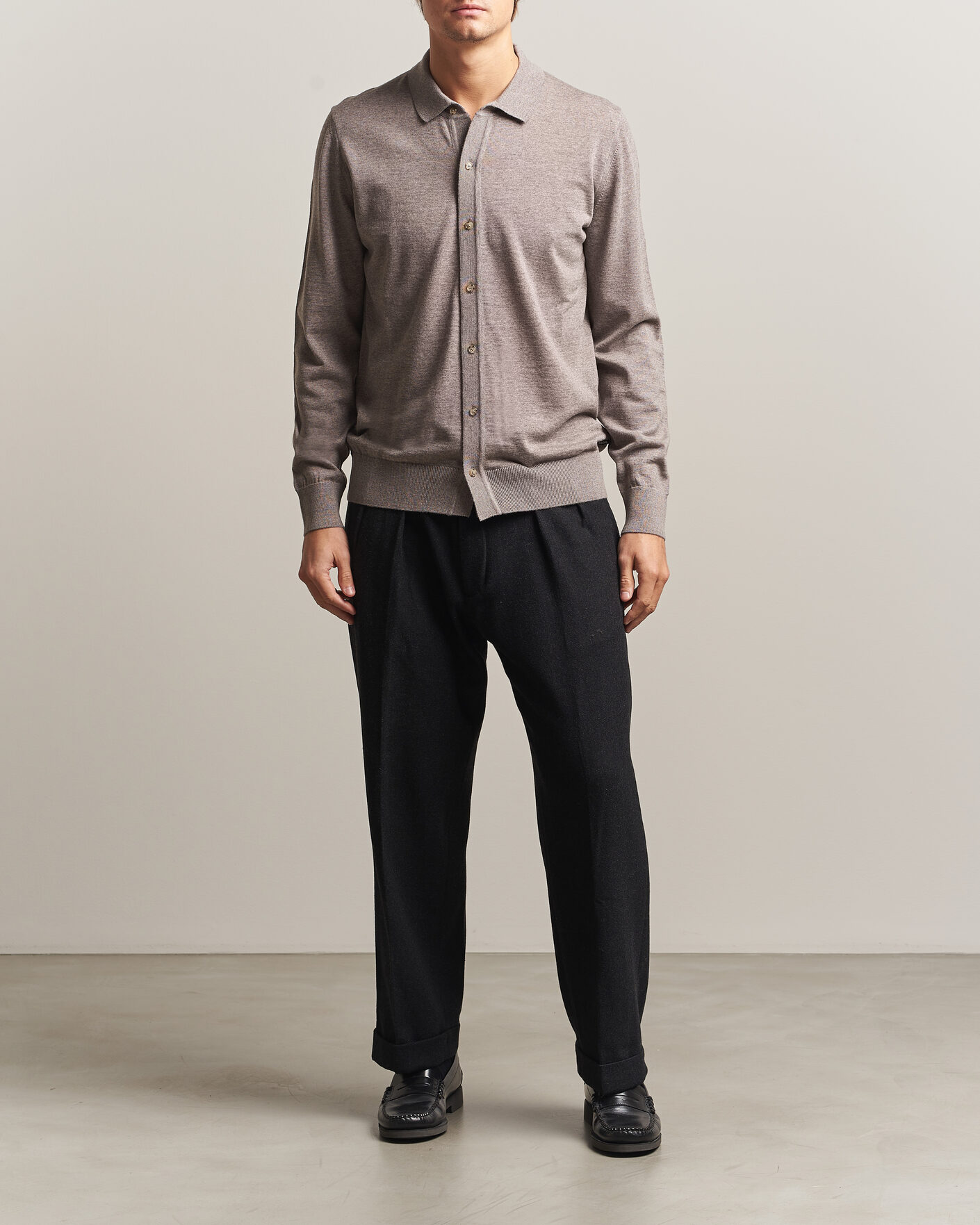 Mies | Puserot | BOSS BLACK | Helbert Merino Knitted Cardigan Open Brown