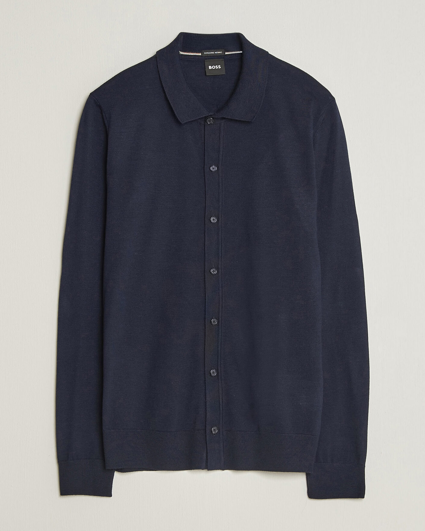 Mies | Puserot | BOSS BLACK | Helbert Merino Knitted Cardigan Dark Blue