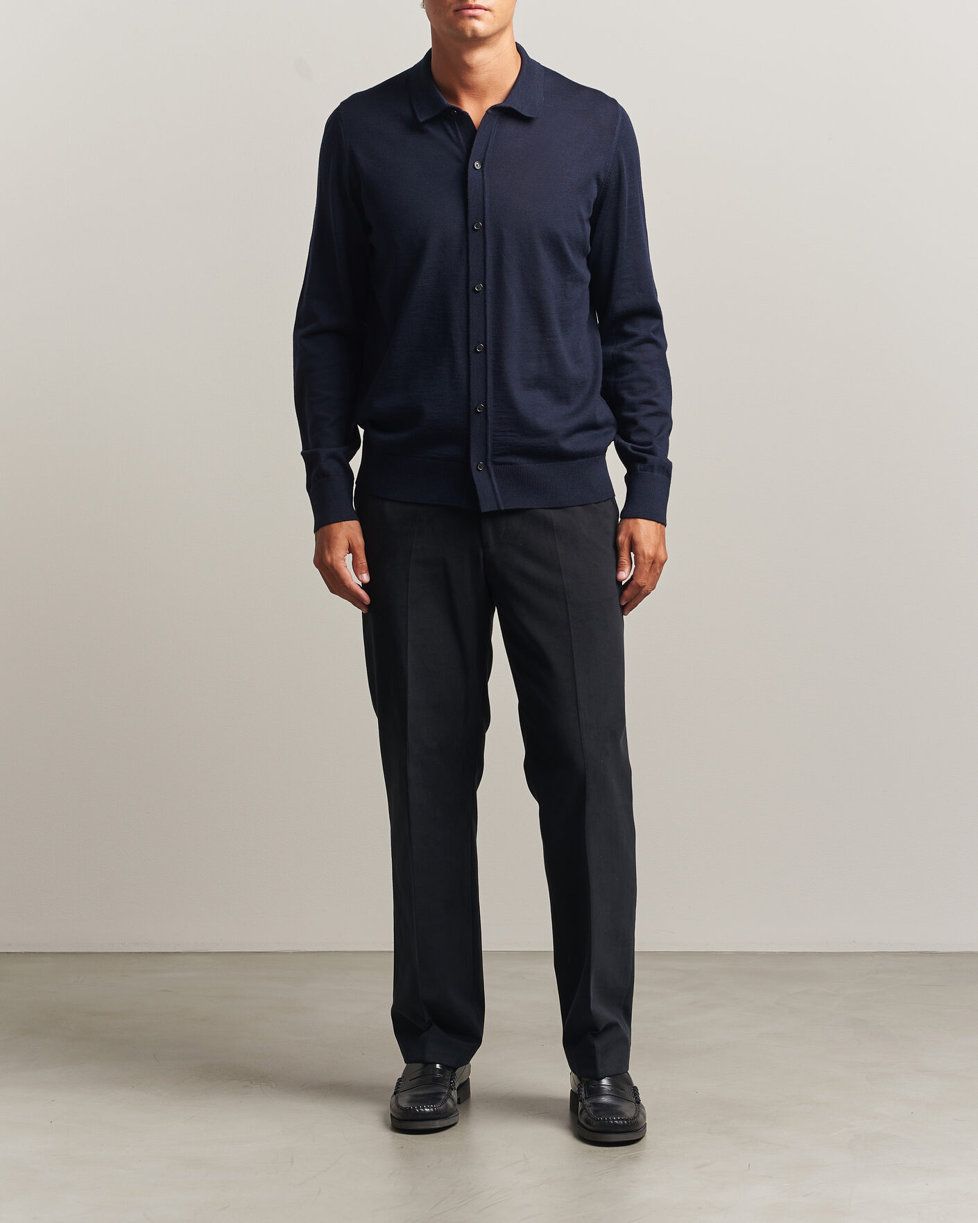 Mies | Puserot | BOSS BLACK | Helbert Merino Knitted Cardigan Dark Blue