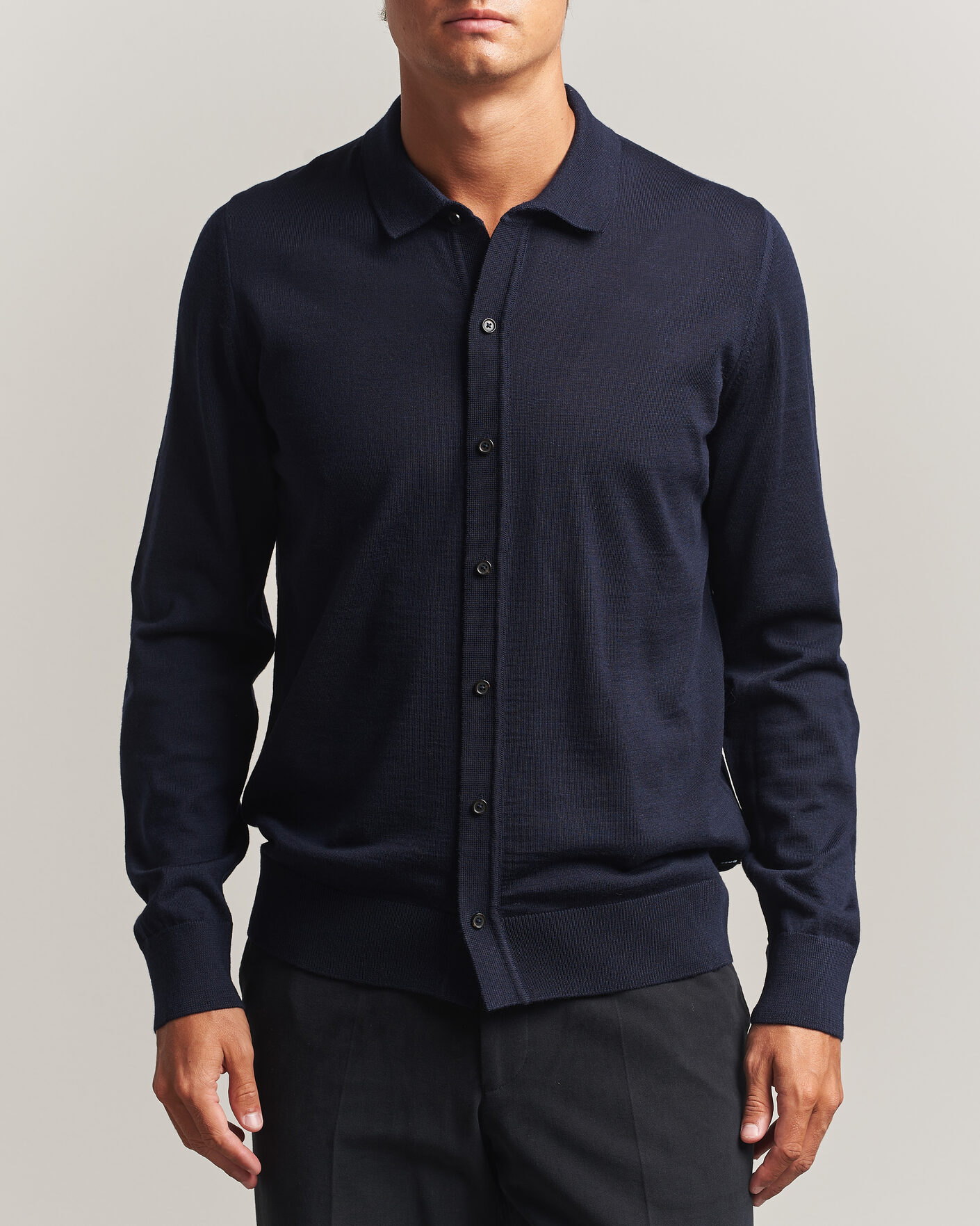 Mies | Puserot | BOSS BLACK | Helbert Merino Knitted Cardigan Dark Blue