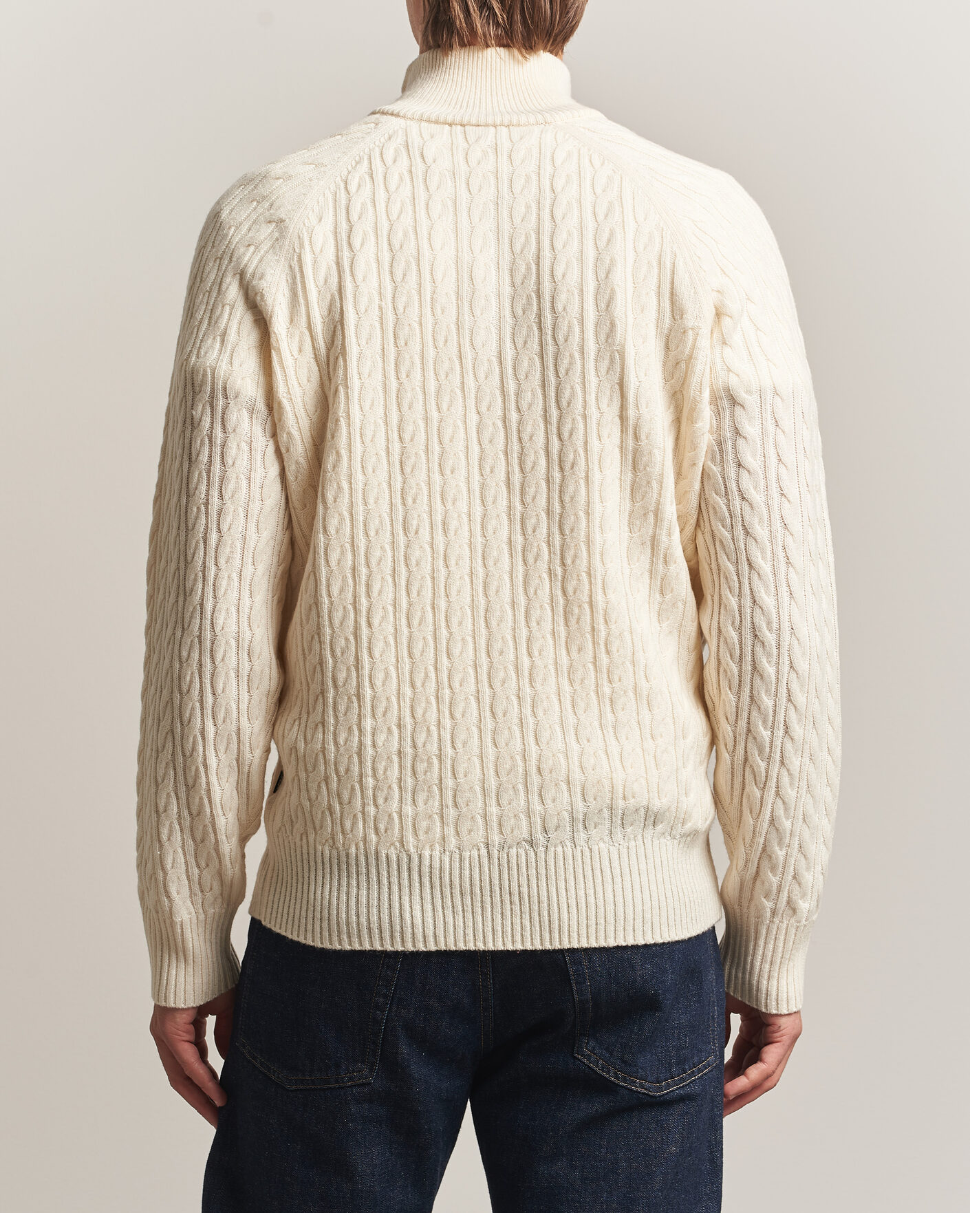 Mies | Puserot | BOSS BLACK | Furore Wool/Cashmere Cable Half Zip Open White