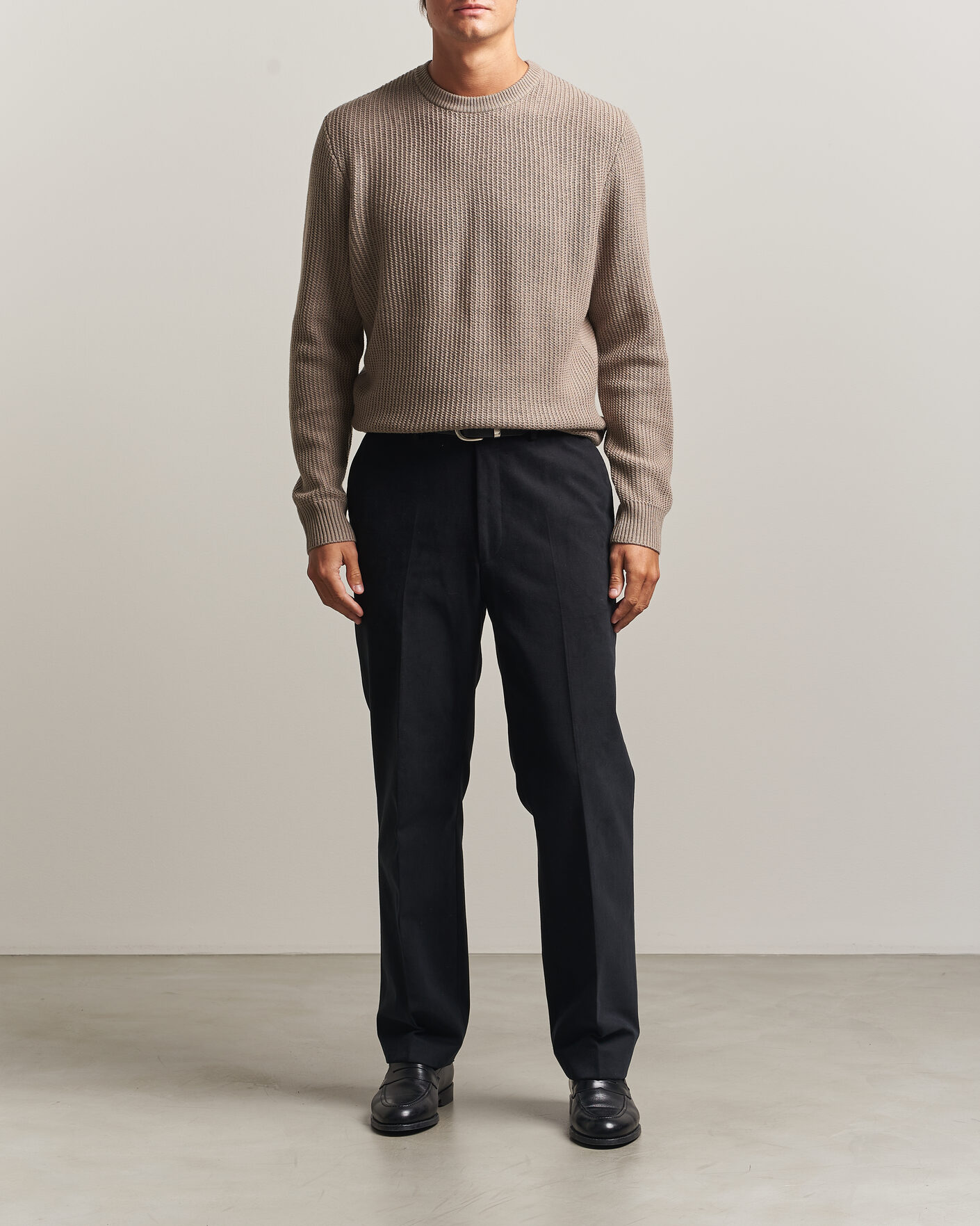 Mies | Puserot | BOSS BLACK | Fiocchetto Wool/Cashmere Crew Neck Open Brown