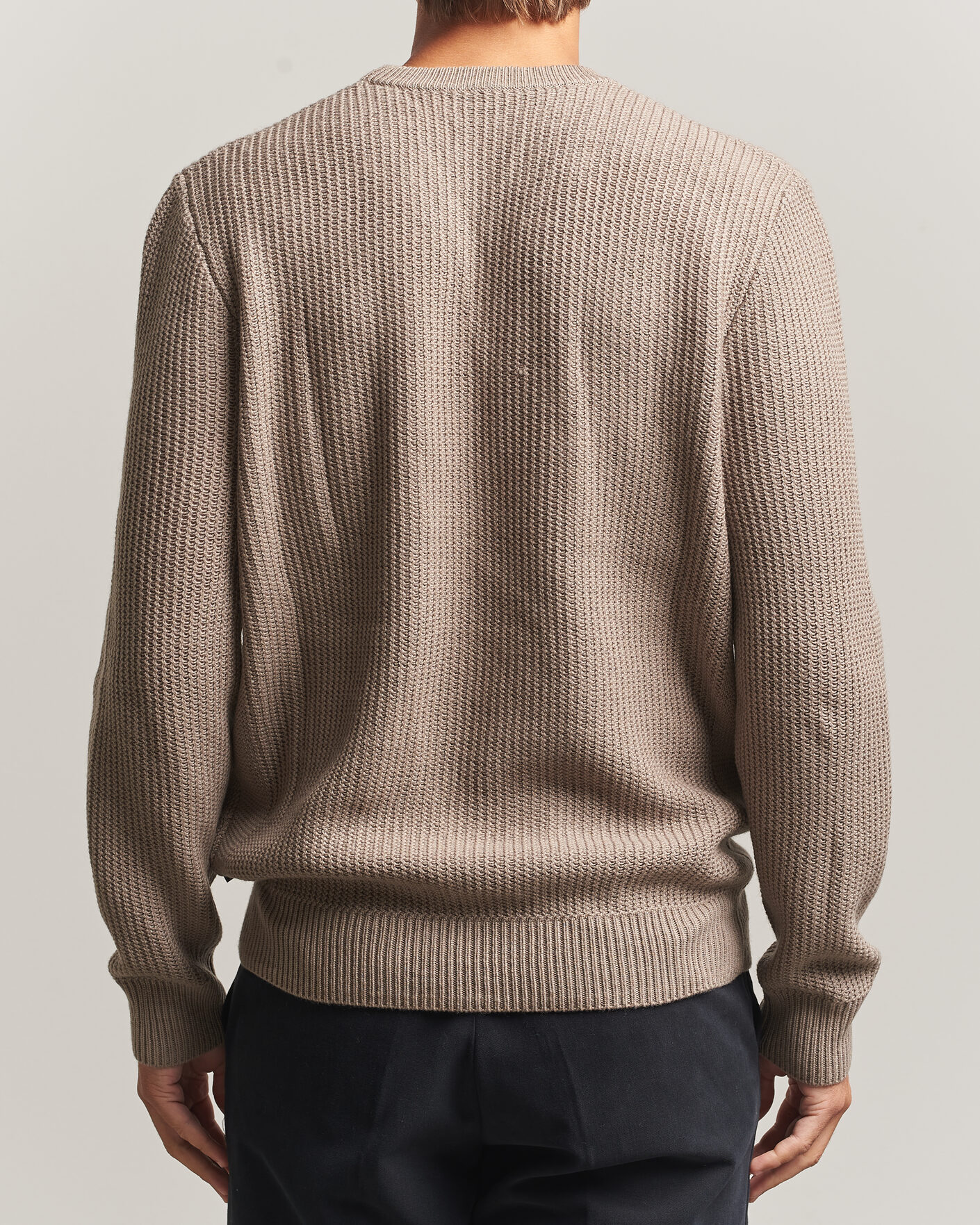 Mies | Puserot | BOSS BLACK | Fiocchetto Wool/Cashmere Crew Neck Open Brown