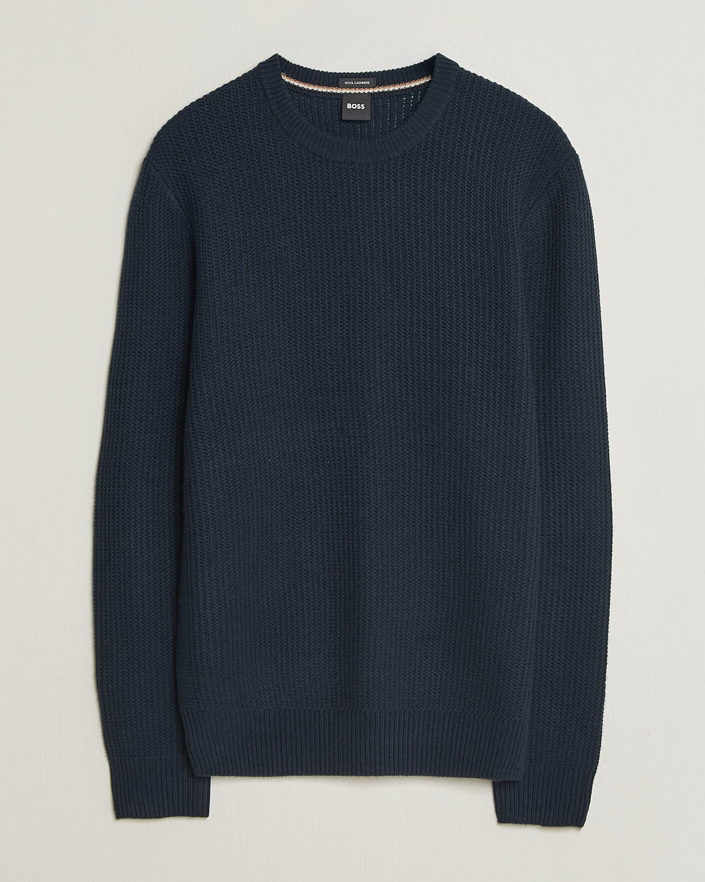 Mies | Puserot | BOSS BLACK | Fiocchetto Wool/Cashmere Crew Neck Dark Blue