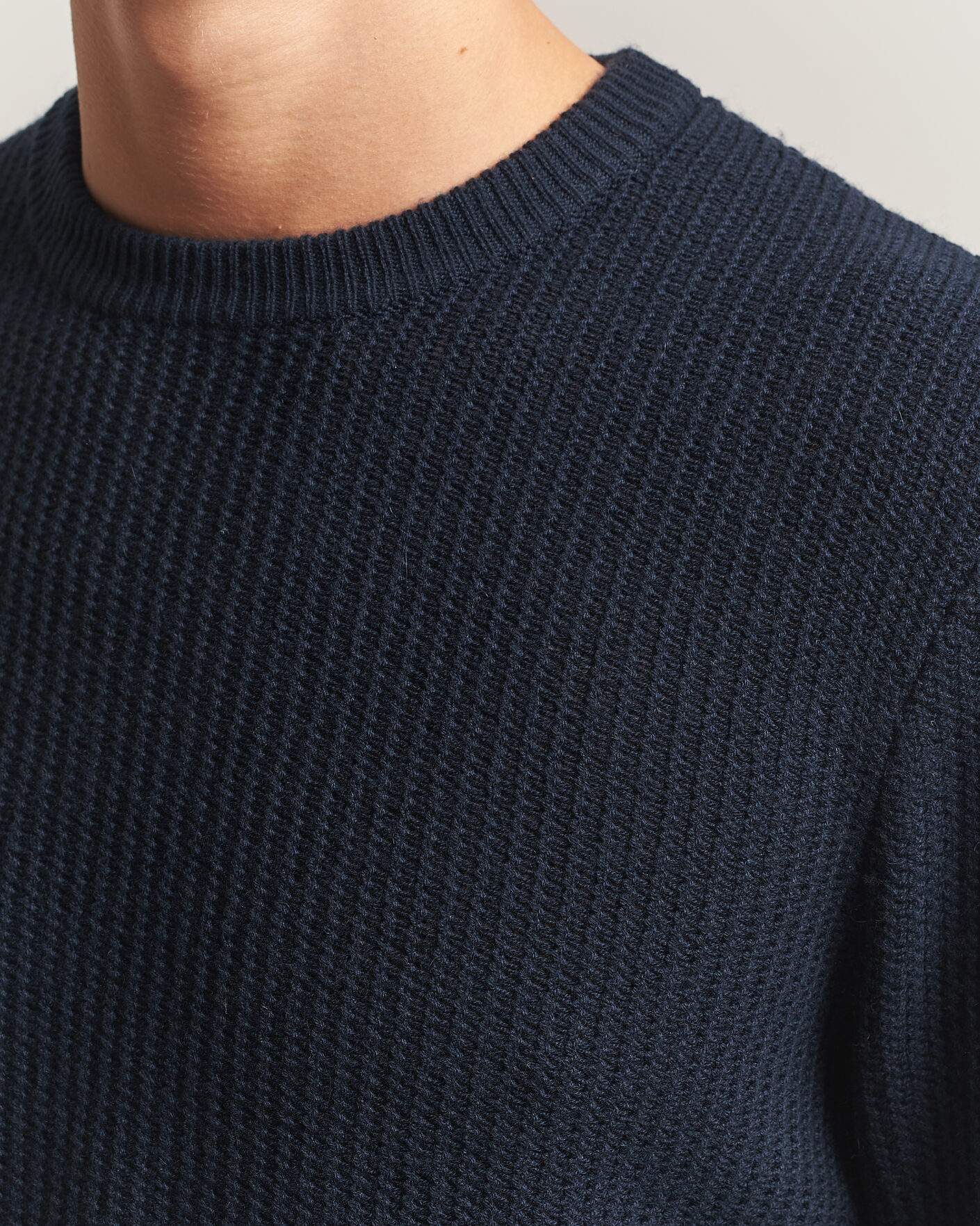 Mies | Puserot | BOSS BLACK | Fiocchetto Wool/Cashmere Crew Neck Dark Blue